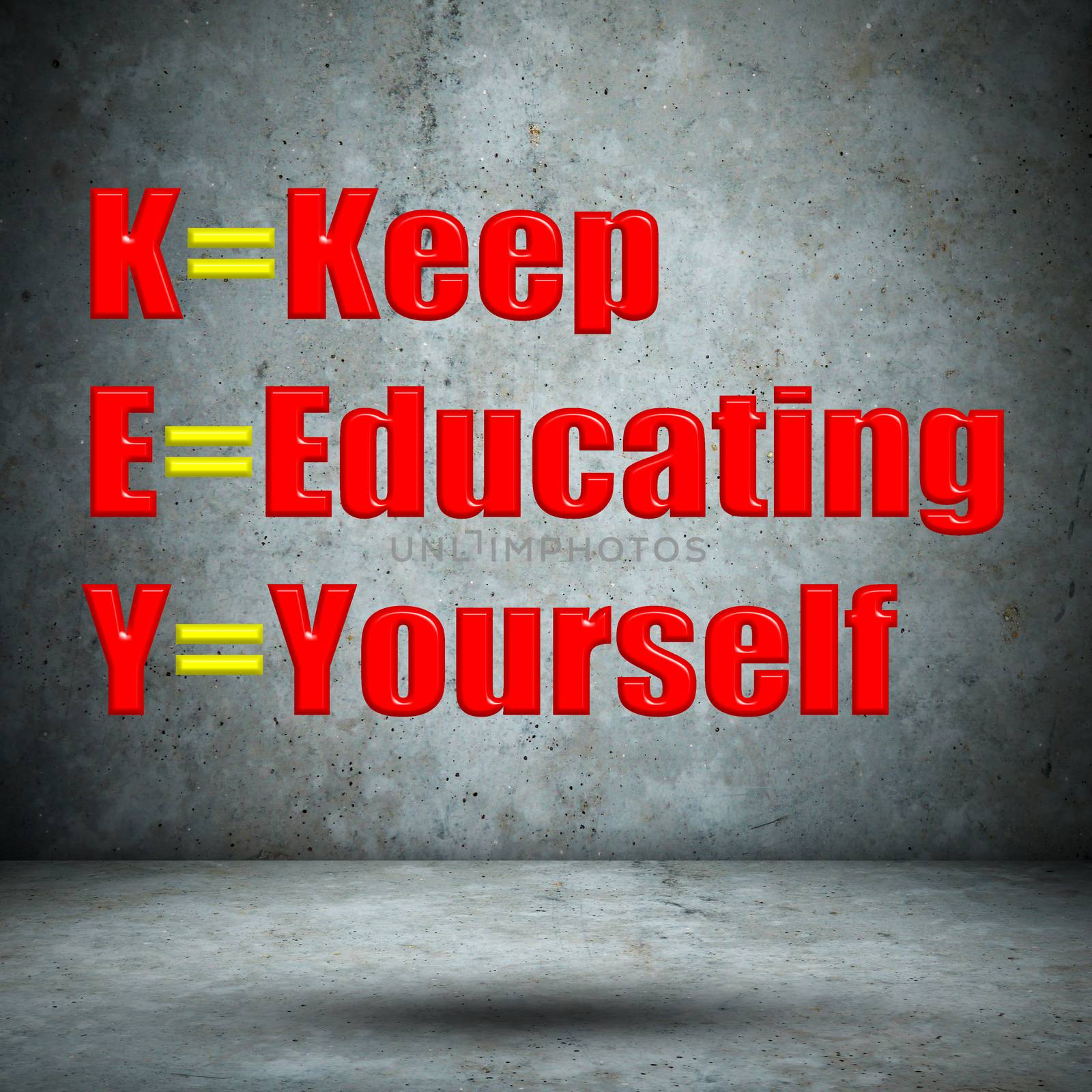 KEEP EDUCATING YOURSELF concrete wall by tuk69tuk