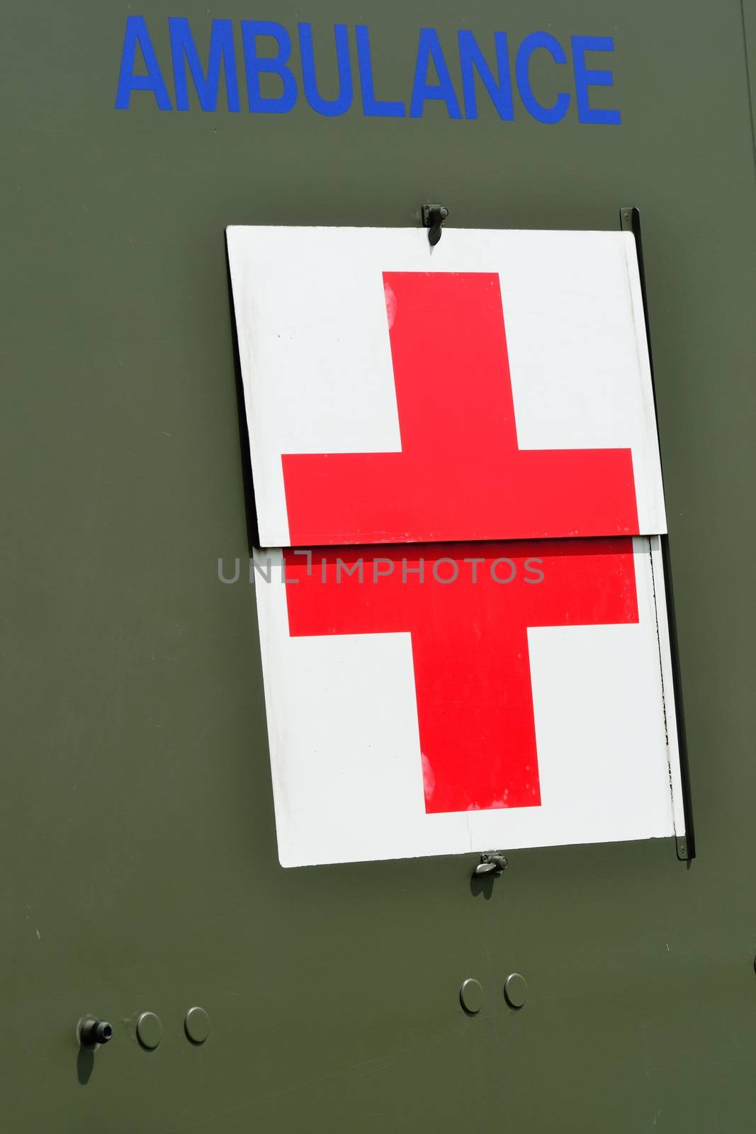 Military ambulance in close up
