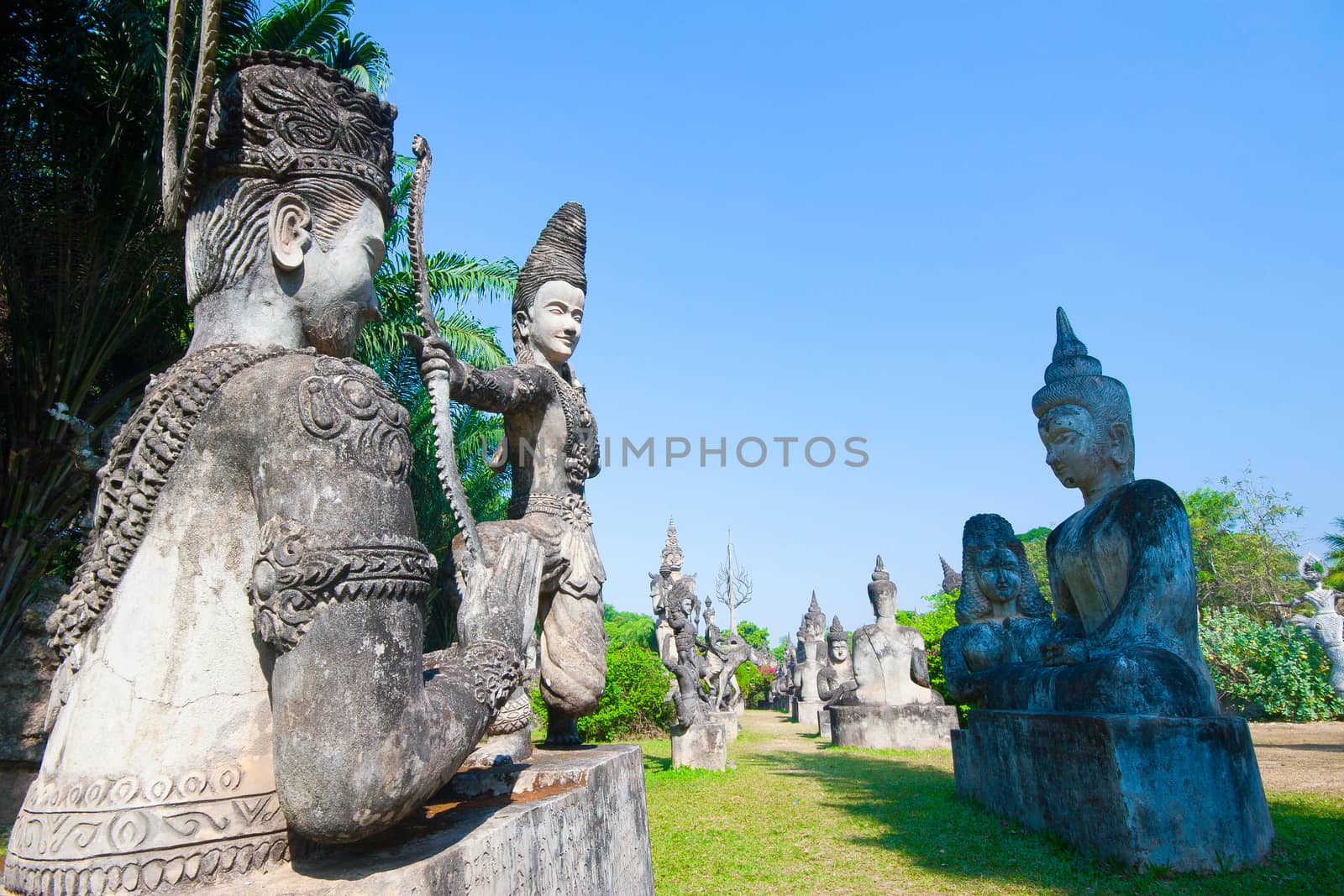 Buddha park in Vientiane, Laos. Famous travel tourist landmark o by jee1999