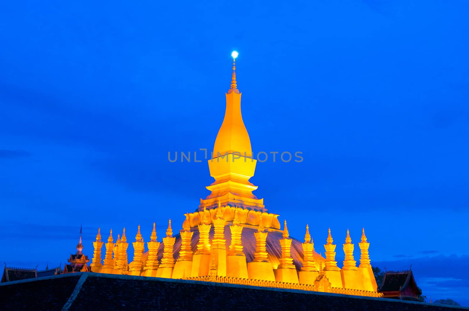 Pha That Luang, the golden stupa on the outskirts of Vientiane,  by jee1999