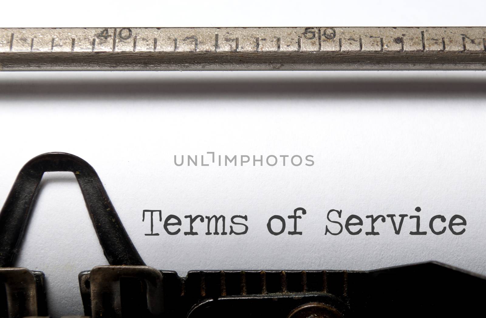 Terms of service printed on a typewriter 