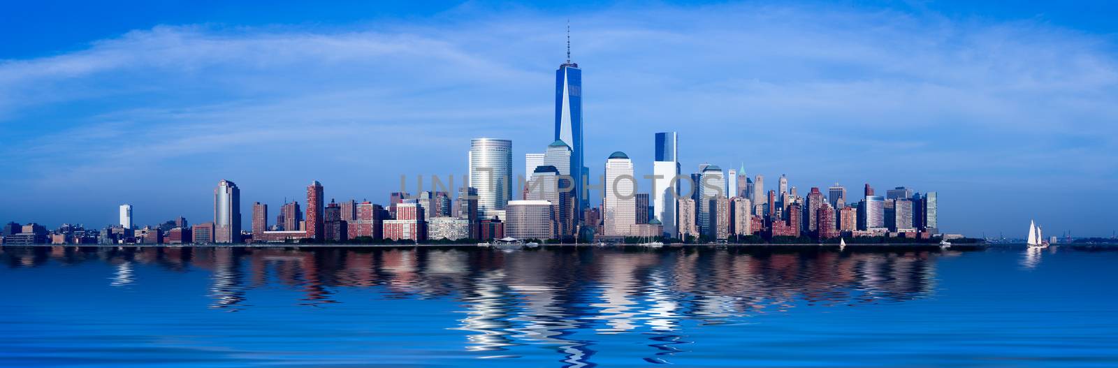 Panorama of Lower Manhattan at dusk by steheap