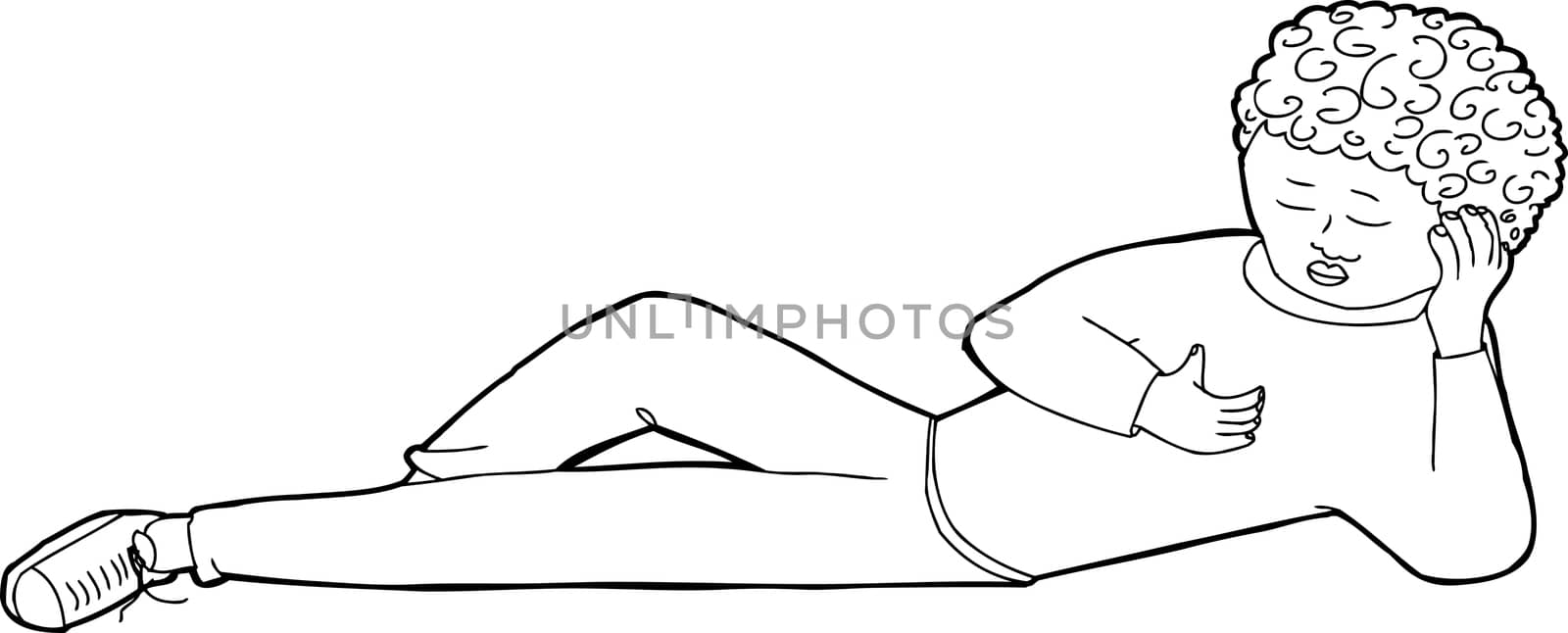 Young person laying on side holding something