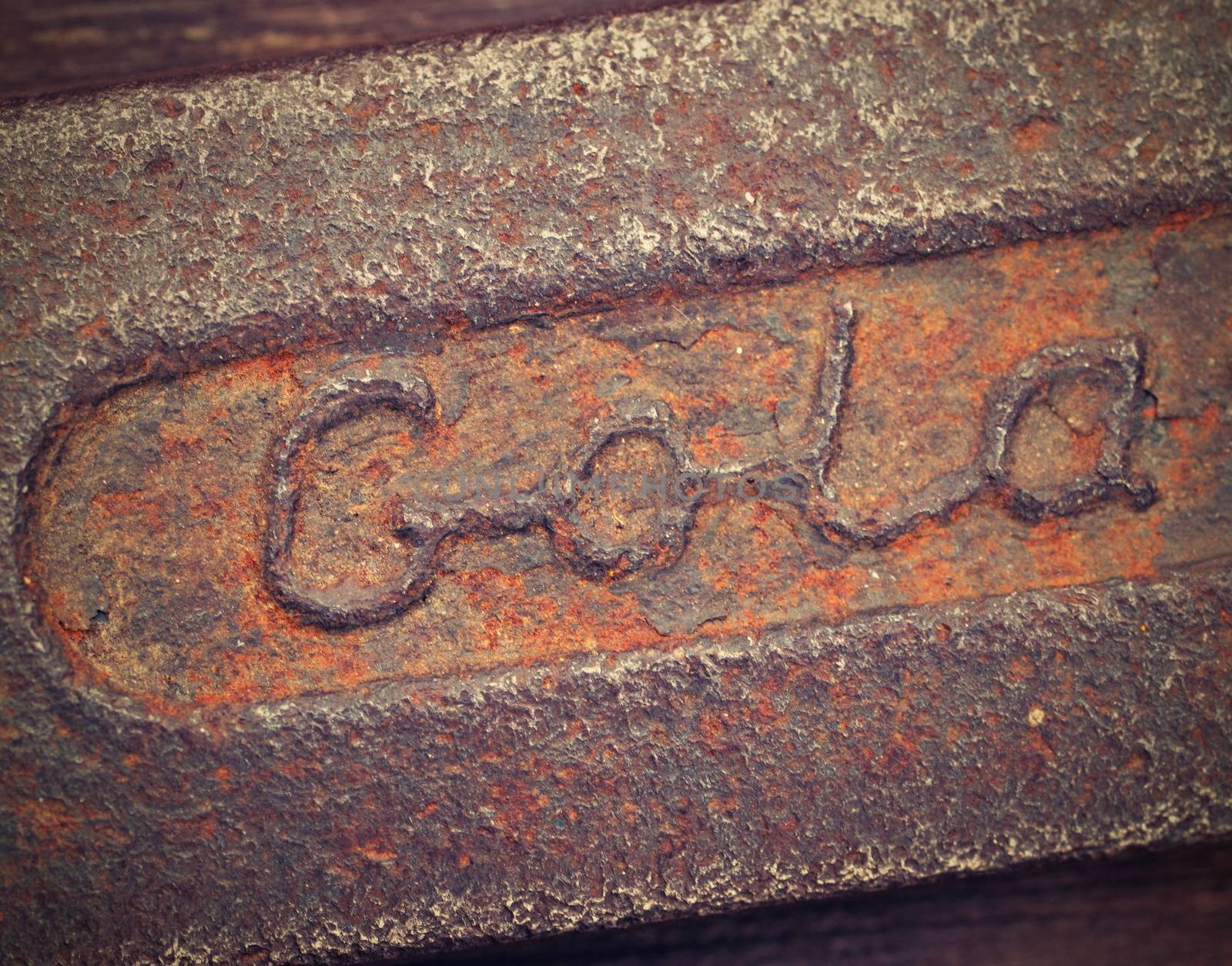 abstract background or texture sign on rusty iron