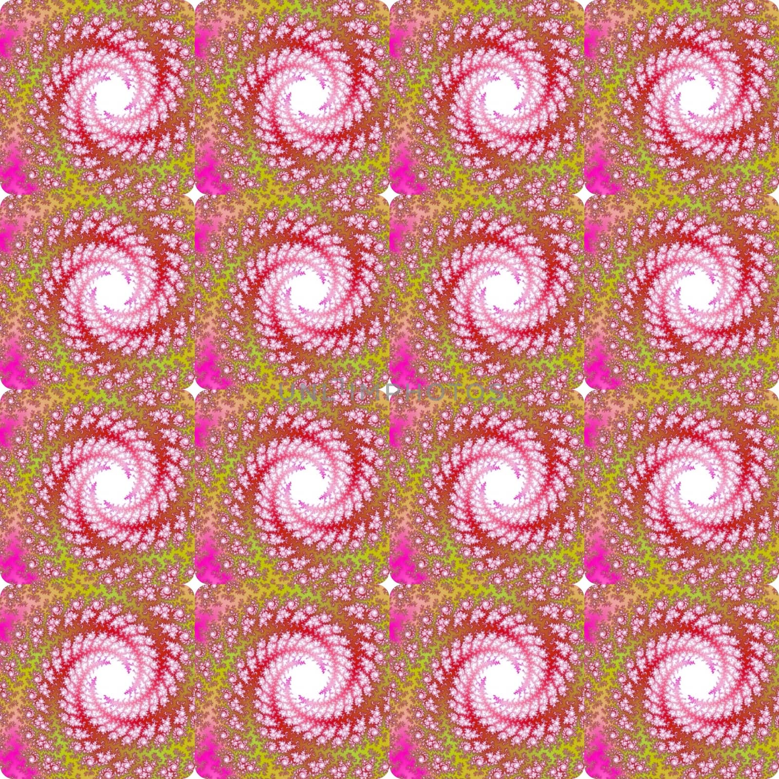 Digital computer graphic - decorative seamless ornament with fractal spirals in a pink colors.