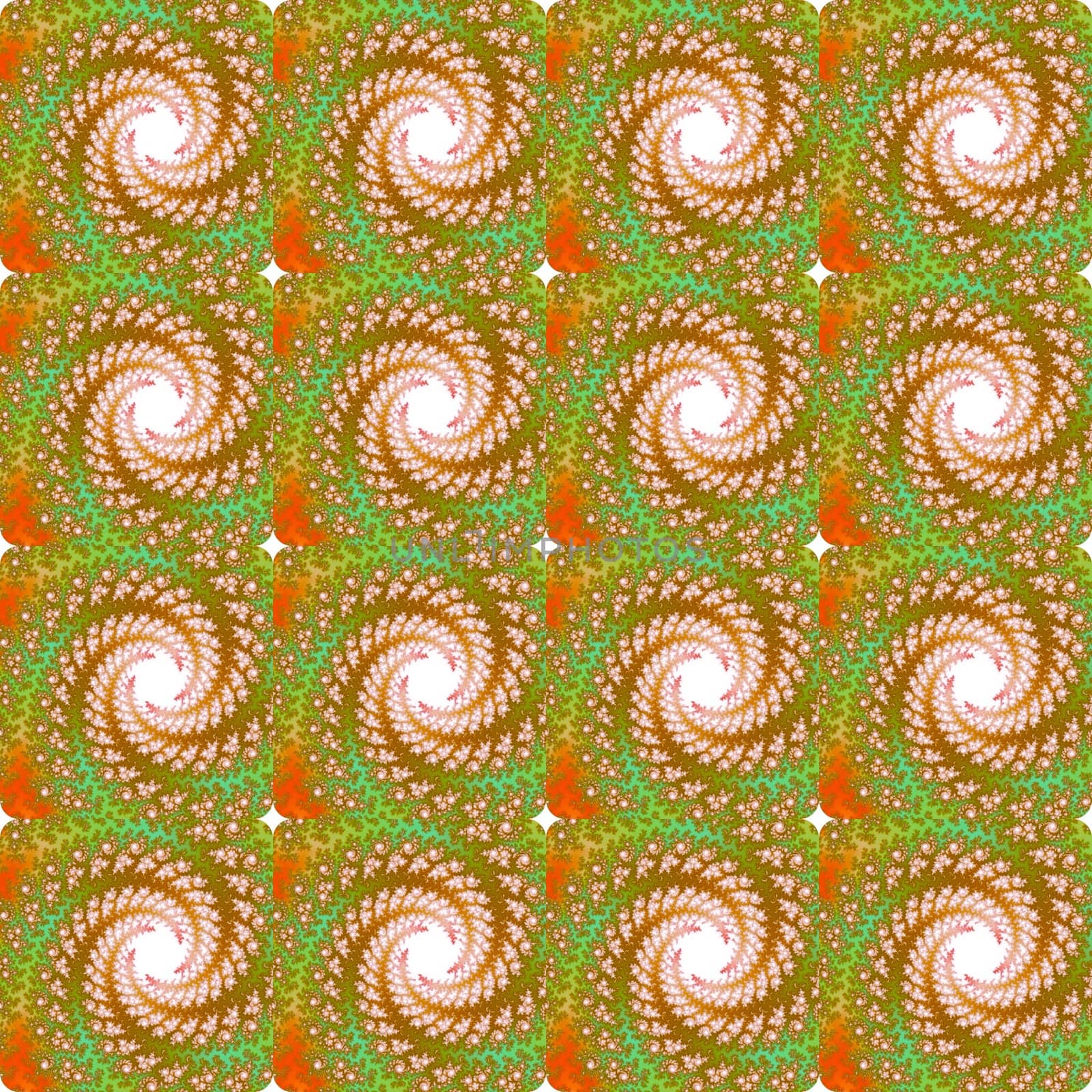 Digital computer graphic - decorative seamless ornament with fractal spirals.