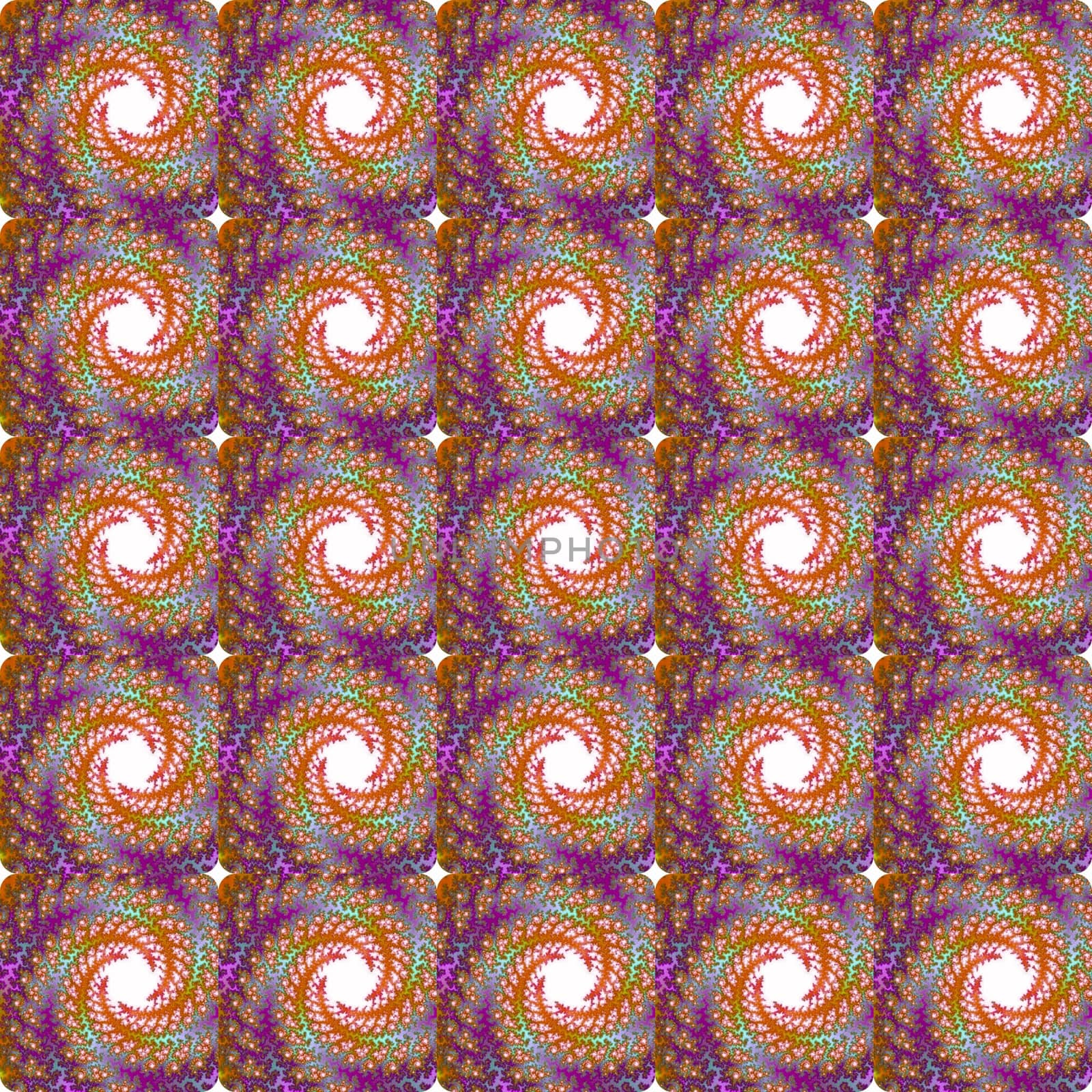 Digital computer graphic - decorative seamless ornament with fractal spirals