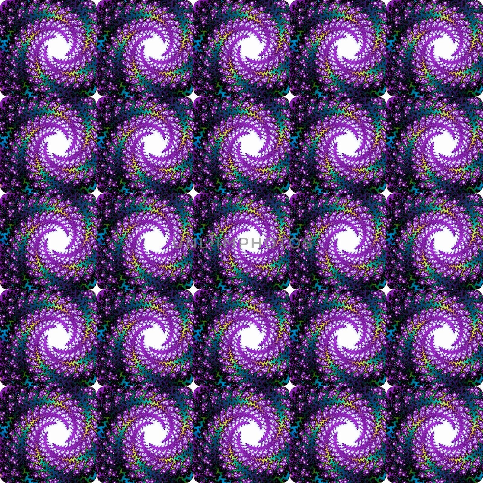 Digital computer graphic - decorative seamless ornament with fractal spirals