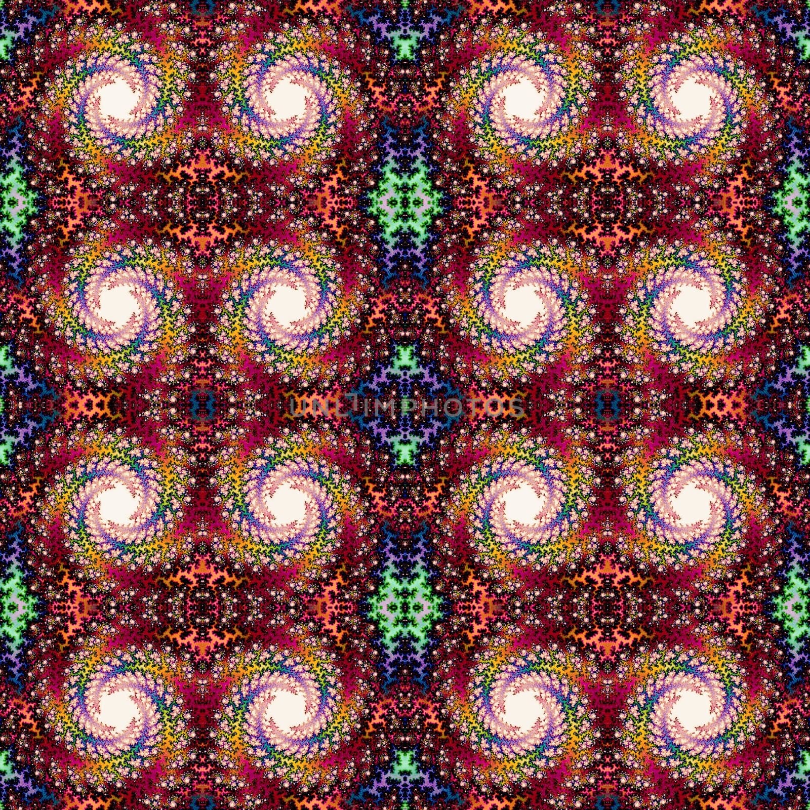 Digital computer graphic - decorative seamless ornament with fractal spirals
