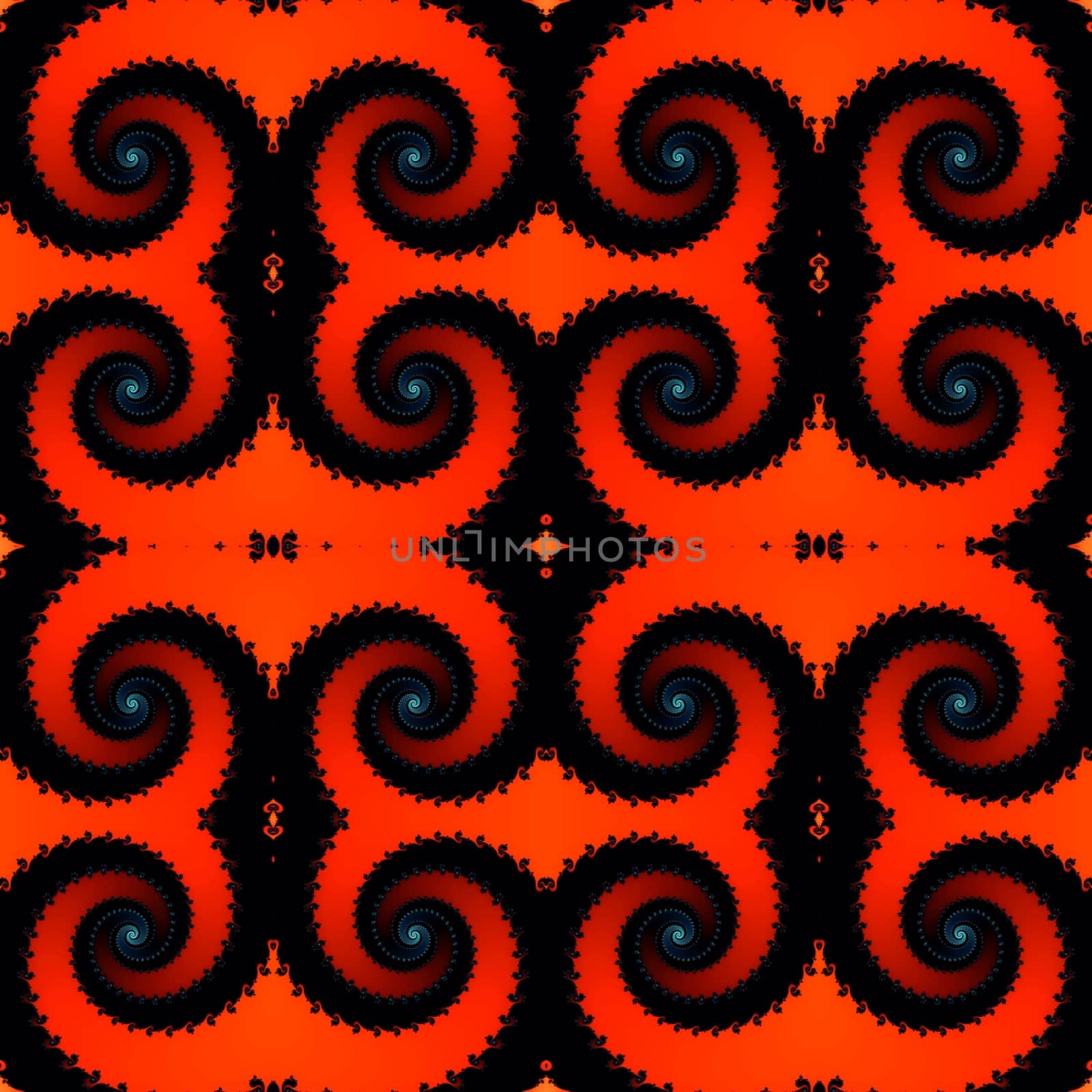 Digital computer graphic - decorative seamless ornament with fractal spirals