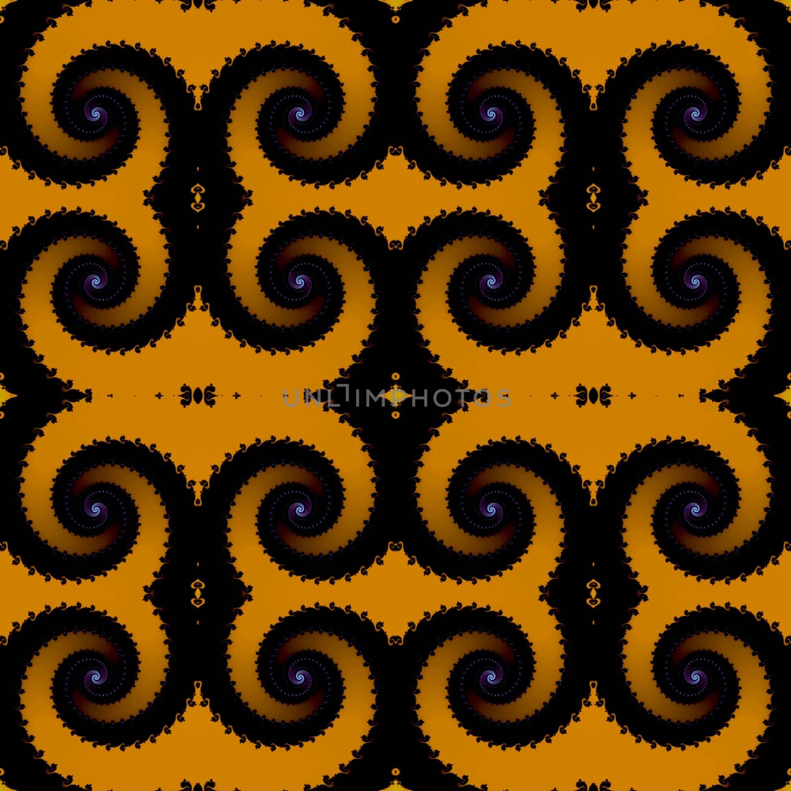 Digital computer graphic - decorative seamless ornament with fractal spirals