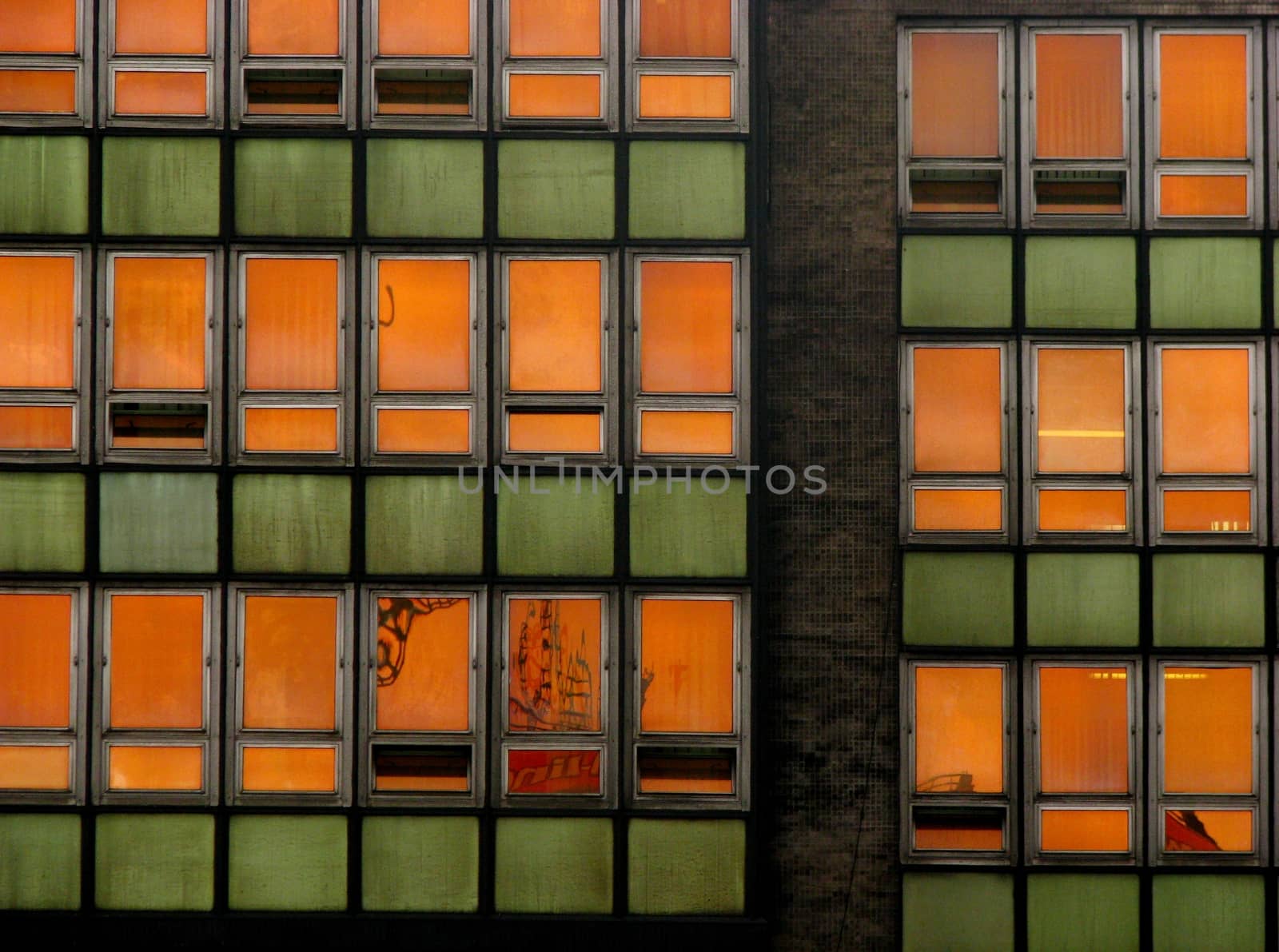 Modern Glass Architecture - Green and Orange by sanzios