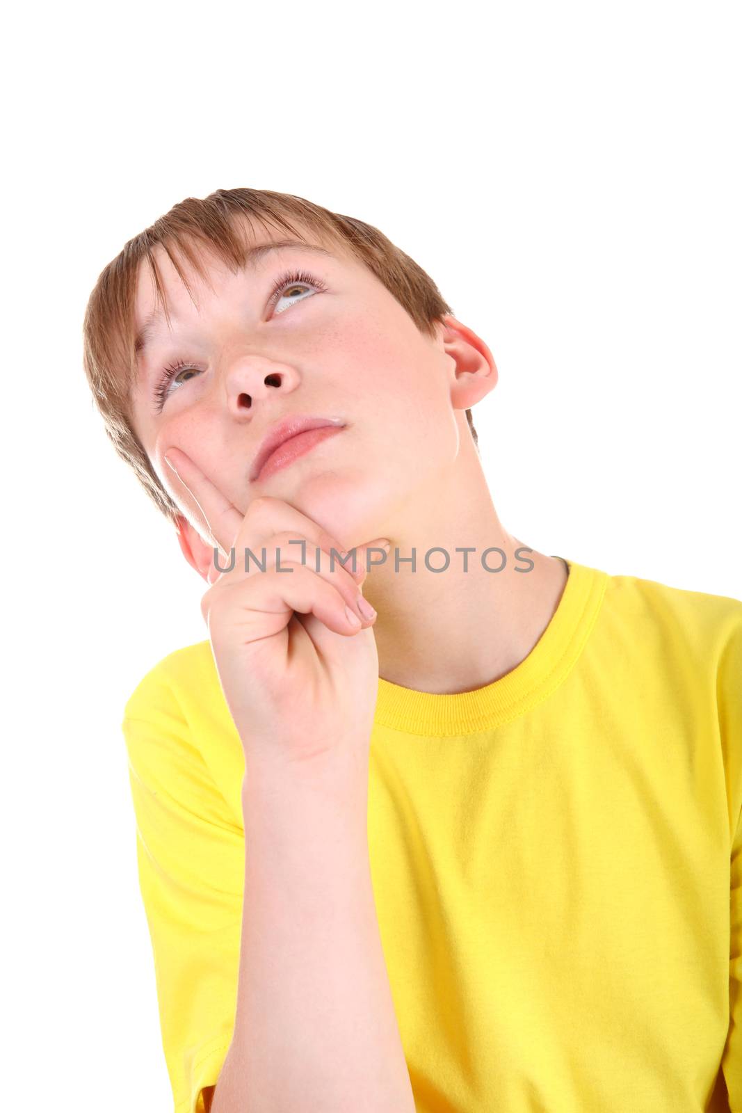 Kid thinking Isolated on the White Background