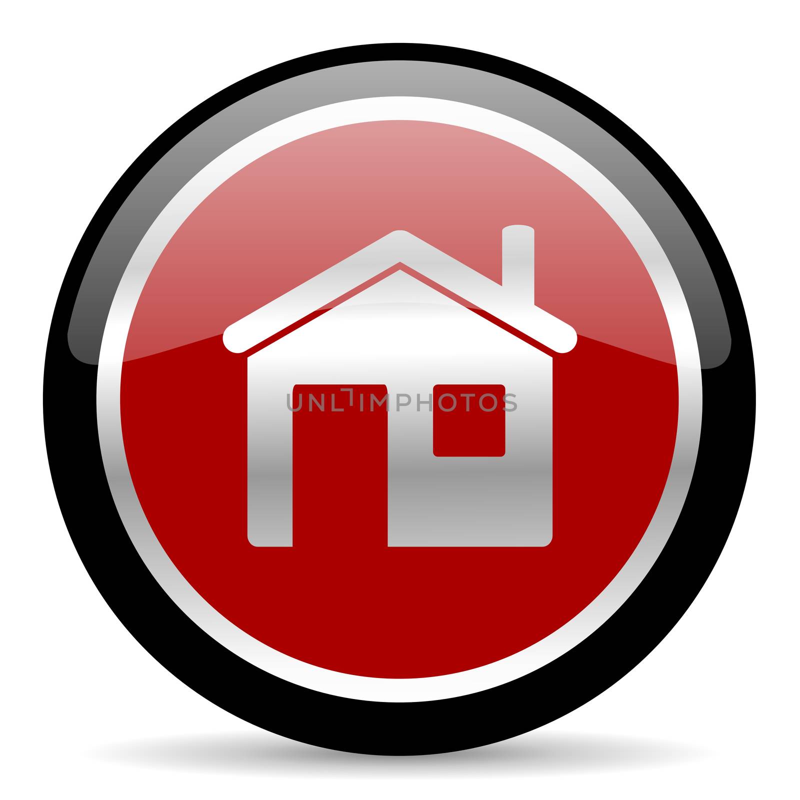 red glossy web button on white background