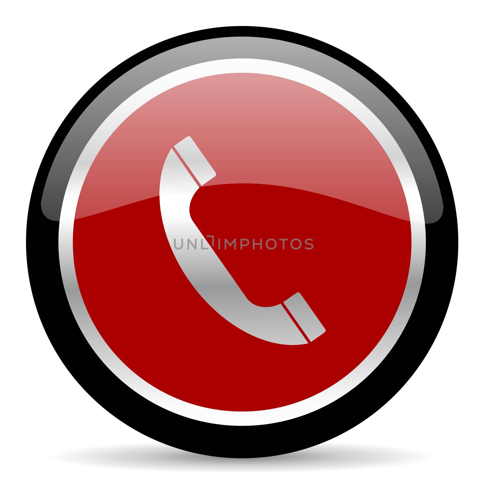 red glossy web button on white background