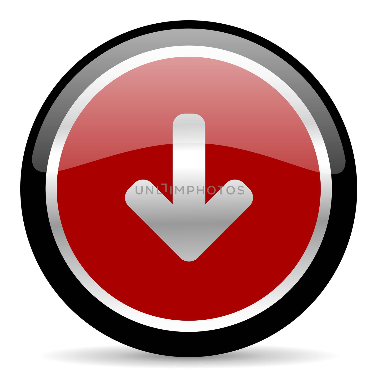 red glossy web button on white background