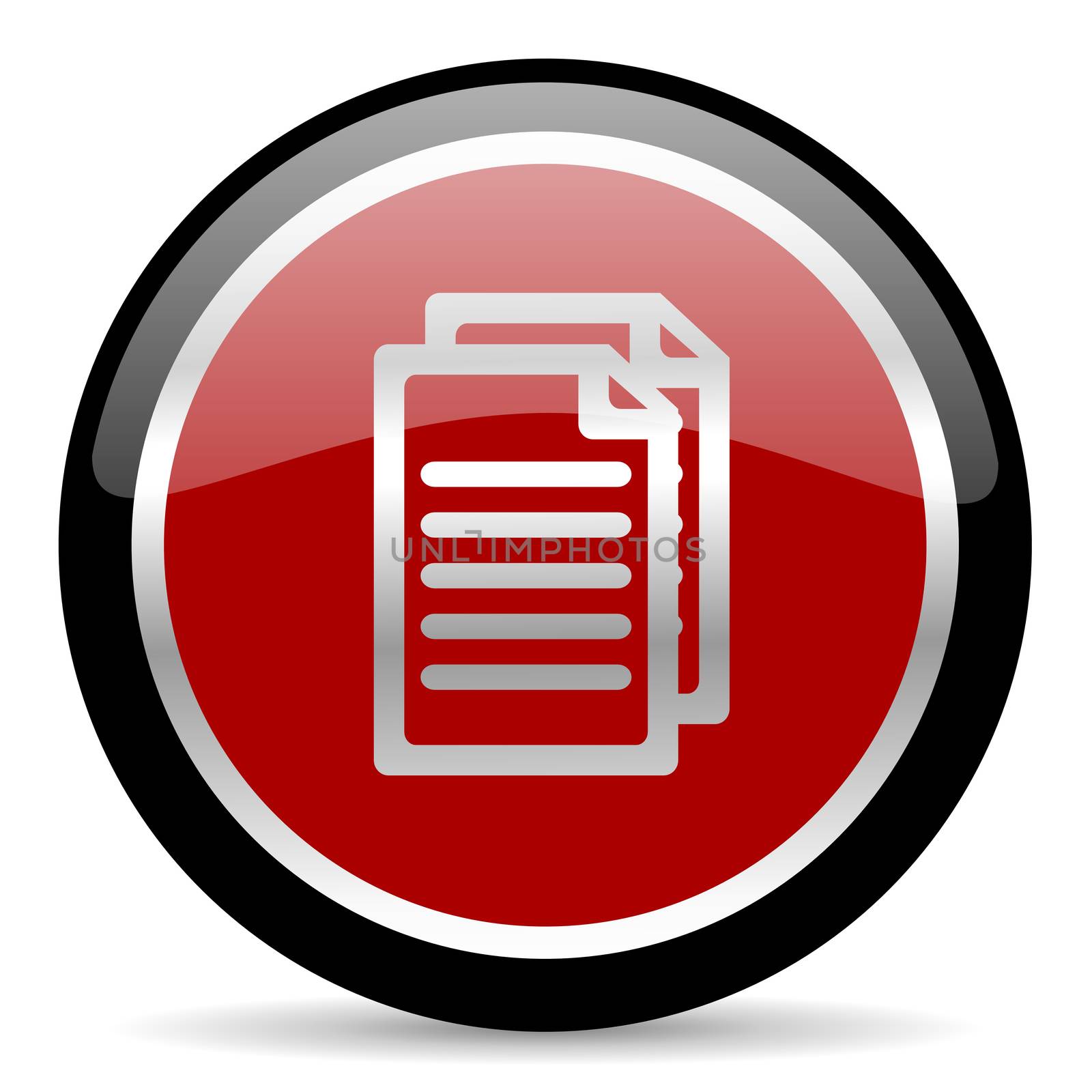 red glossy web button on white background