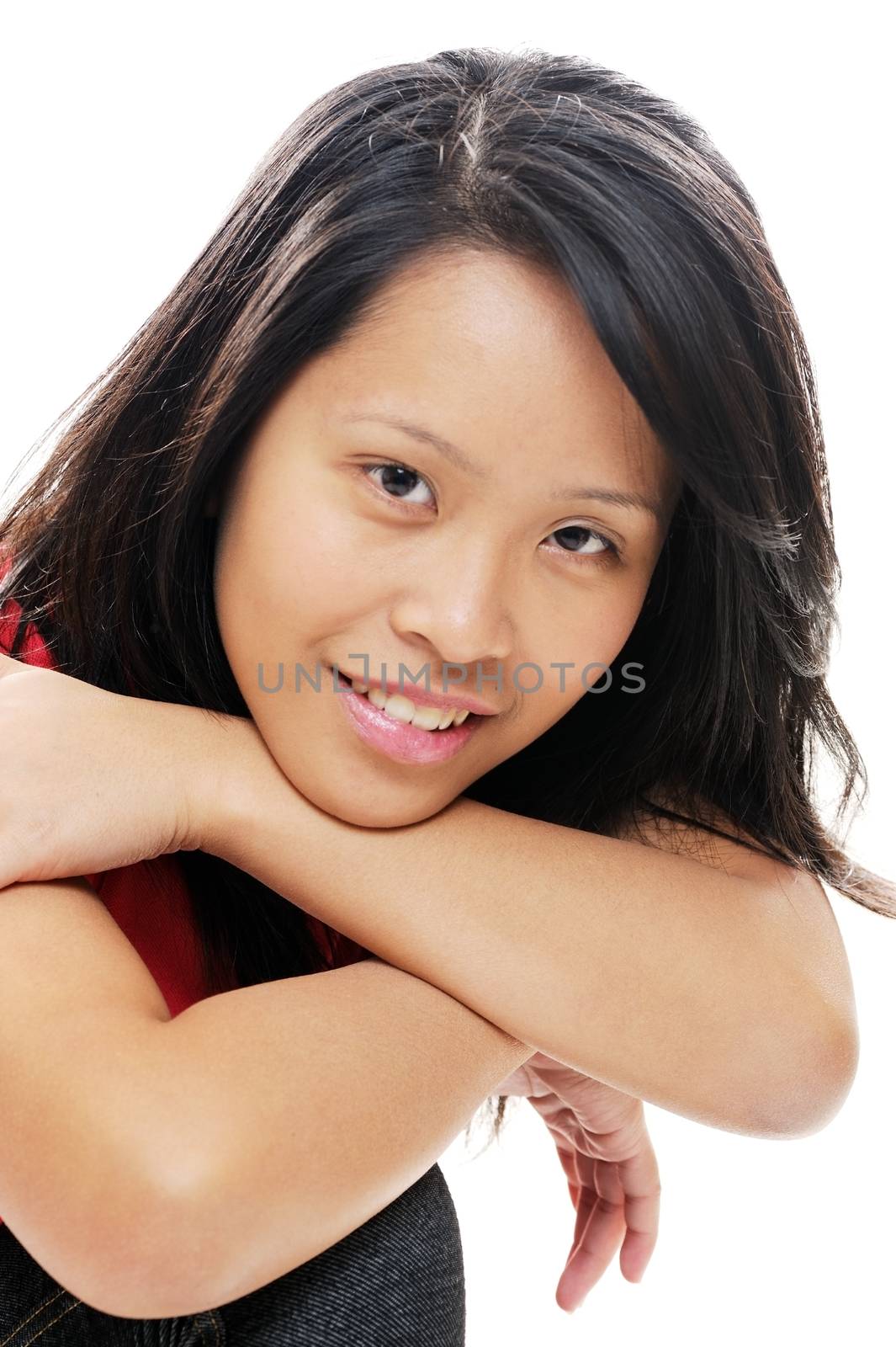 Asian girl posing and looks happy
