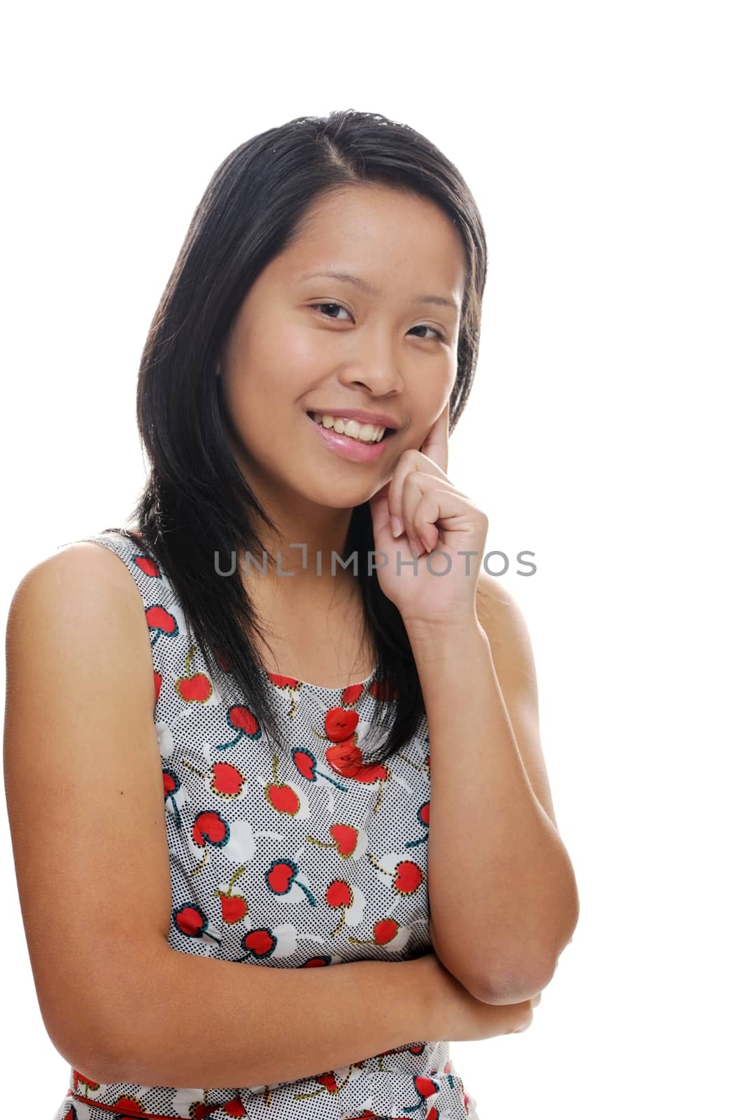 Asian girl looking cheerful and happy