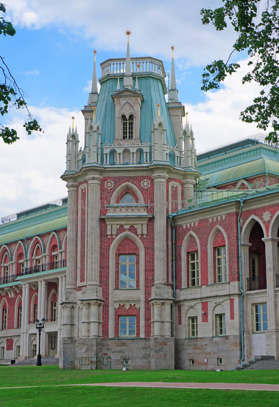 Tower of the royal palace in Tsaritsyno in Moscow                               