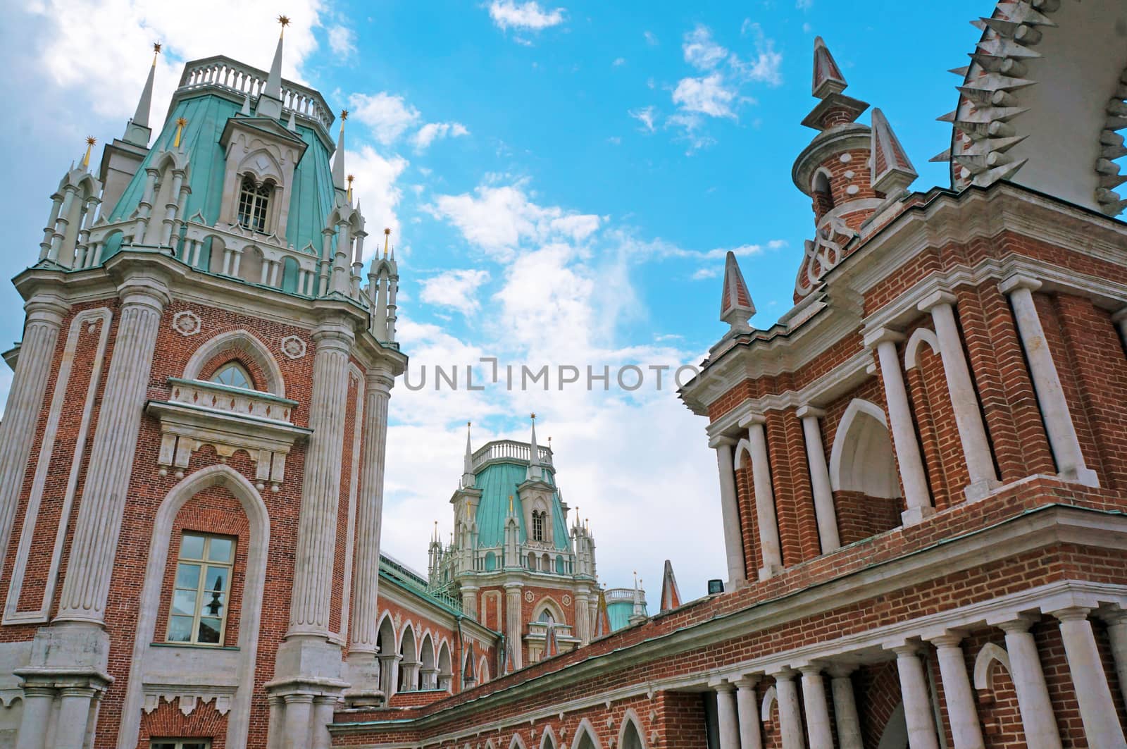 Tower of the royal palace in Tsaritsyno in Moscow