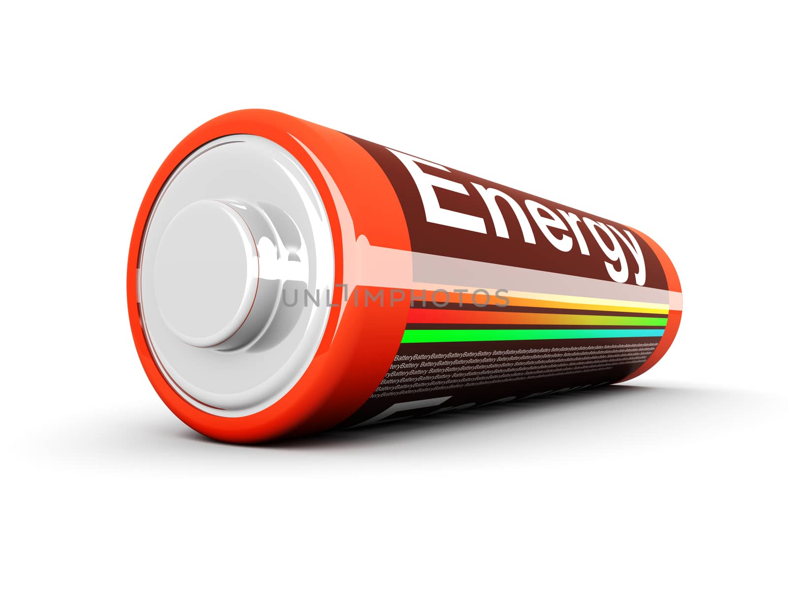 3D rendered Illustration. Isolated on white. An AA Battery.