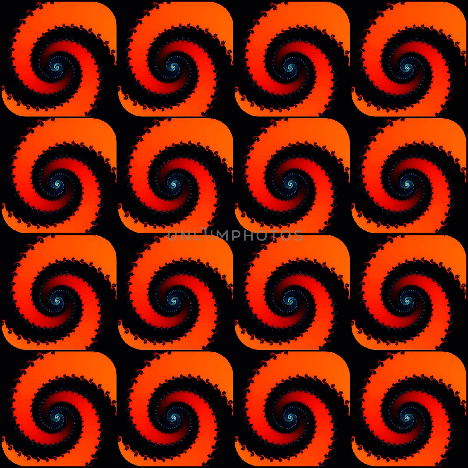 Digital computer graphic - seamless fractal ornament with spirals in a red colors for design.
