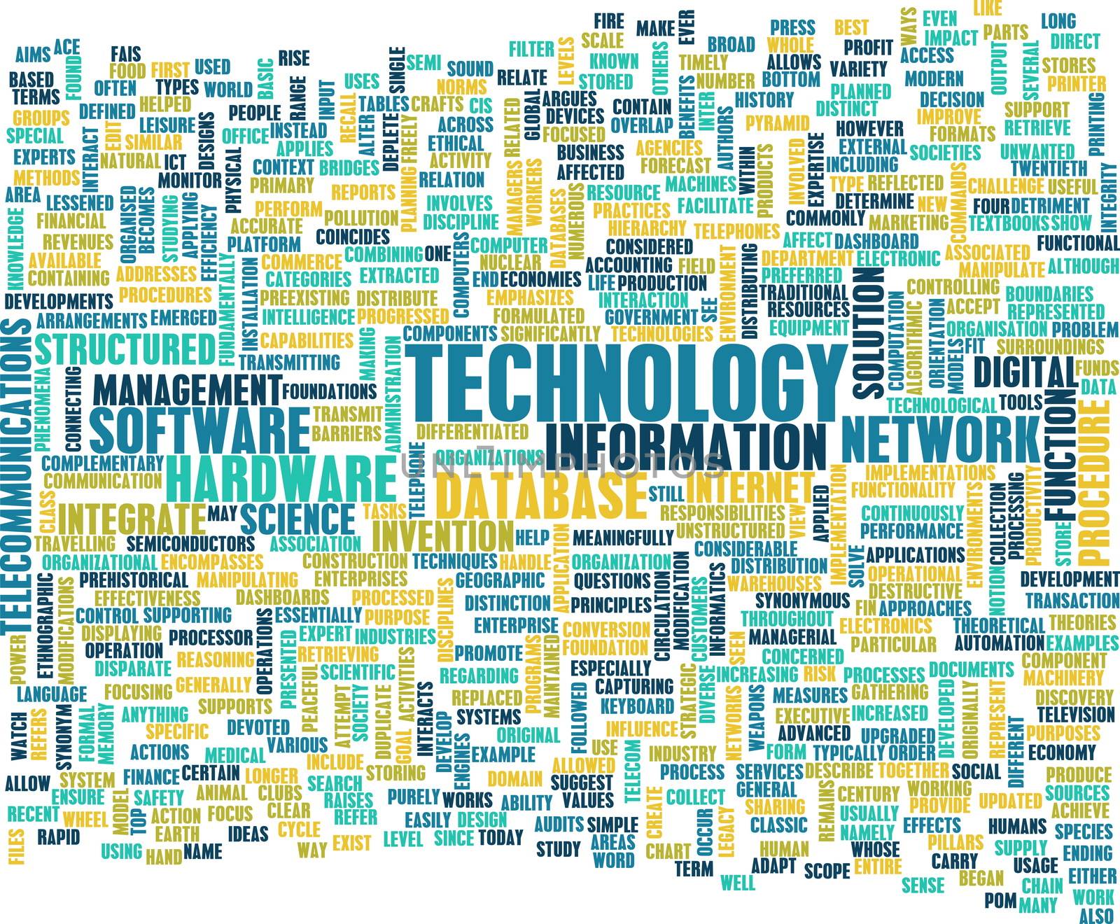 Technology Word Cloud as a Business Concept Art