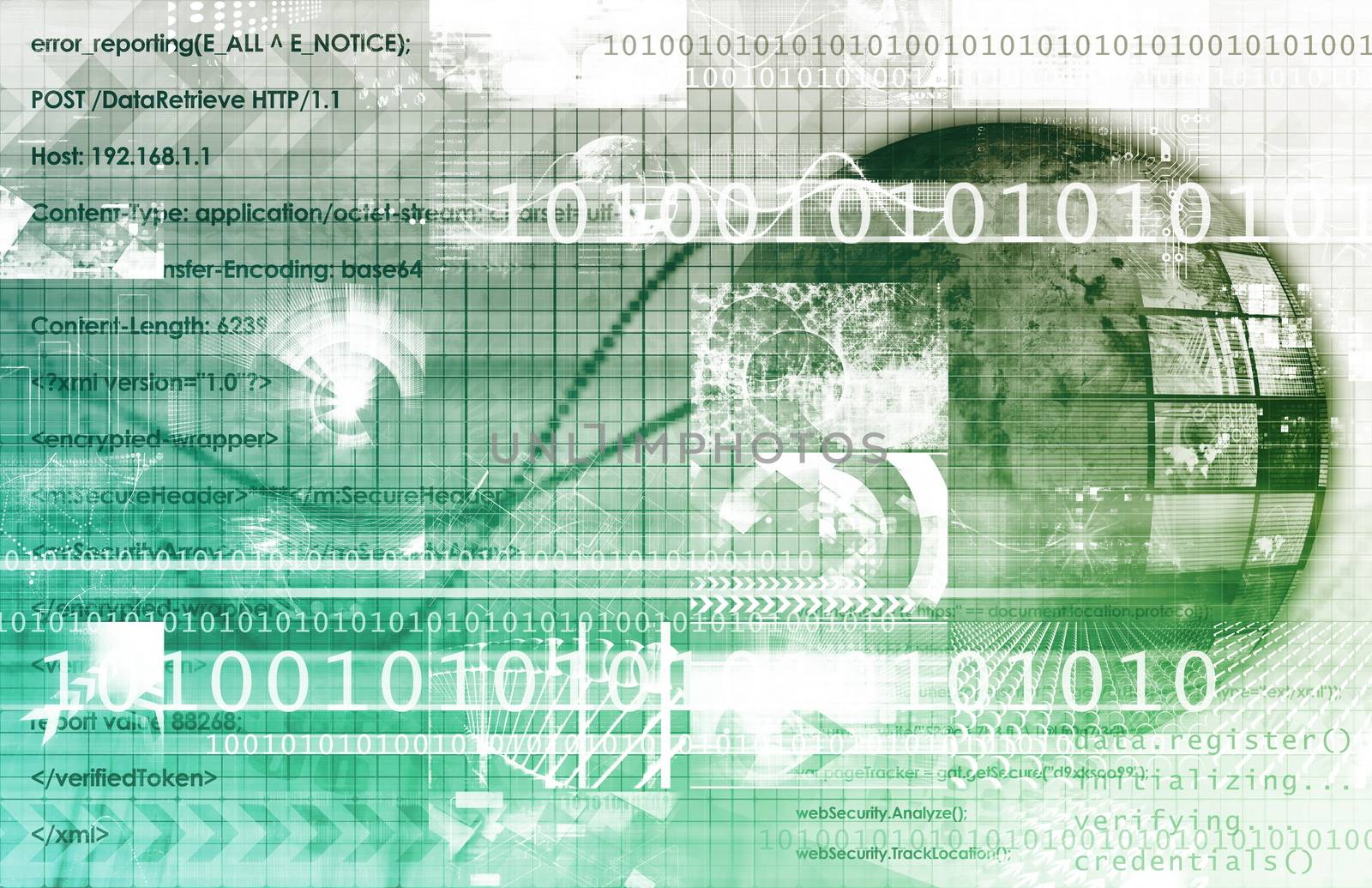 Technology Services on World Map Digital Art