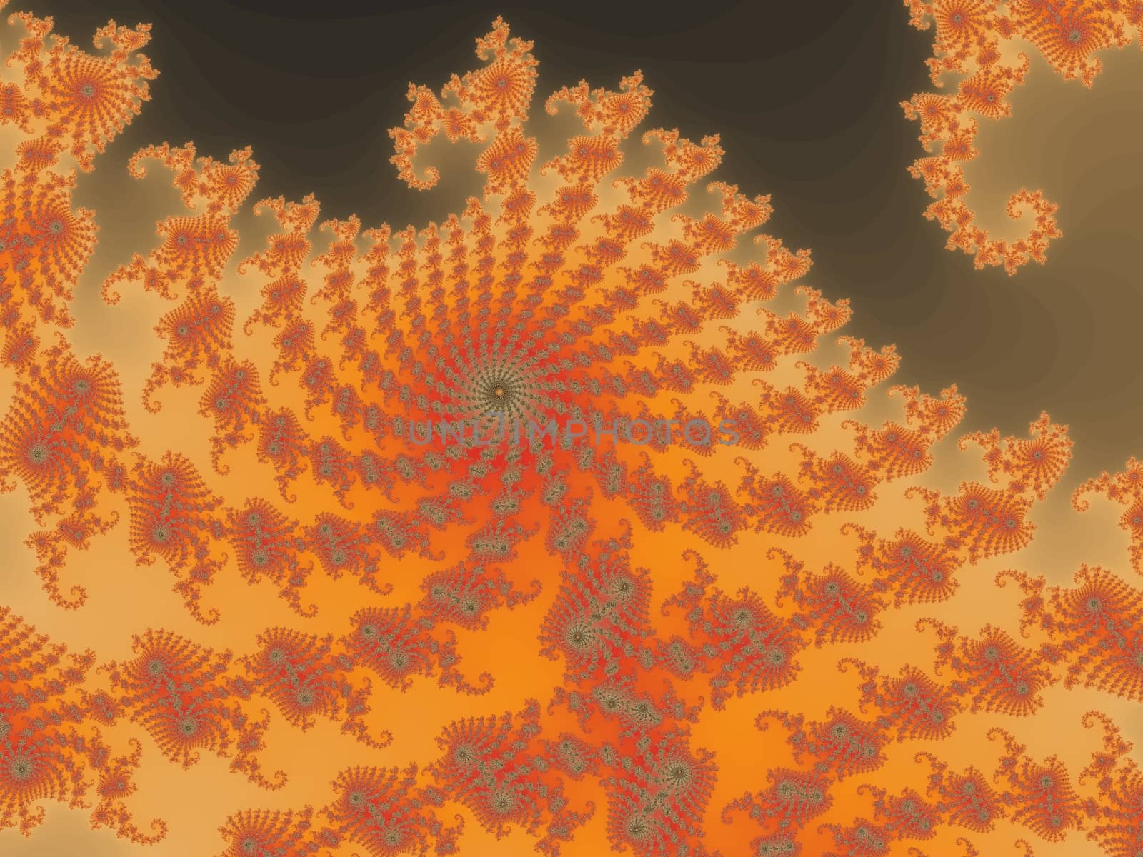 Digital computer graphic - rendering. Patterned fractal background with spirals for design.