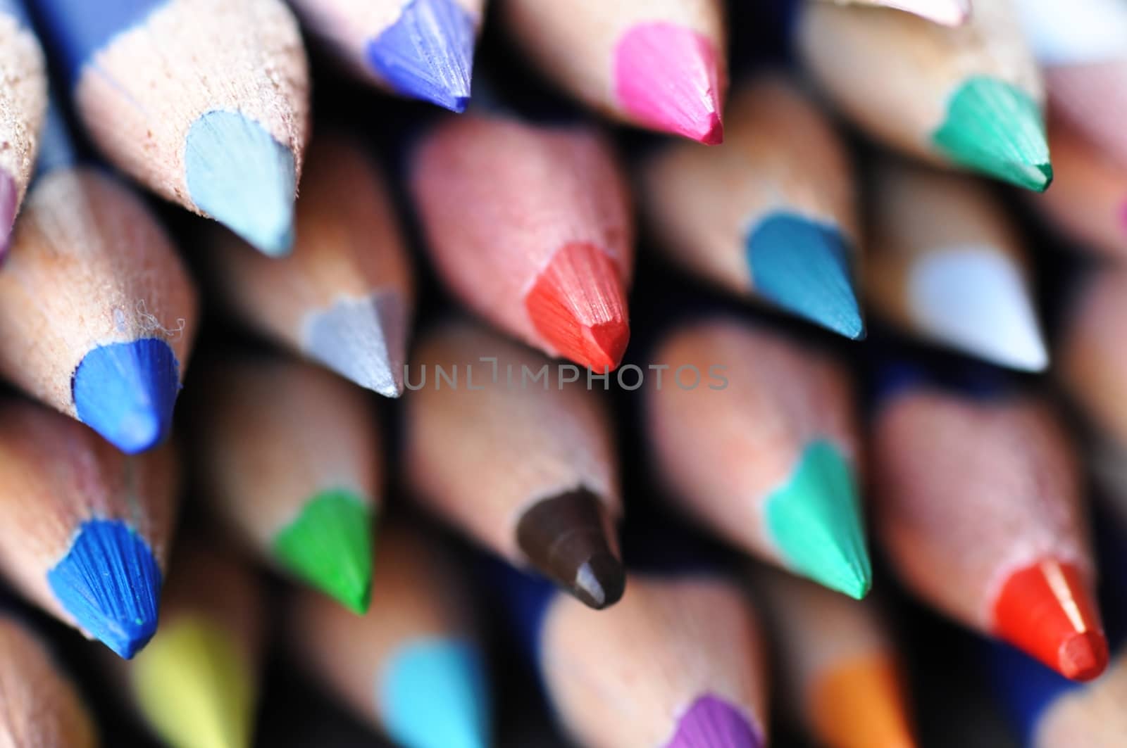 school supplies - pencils color closeup