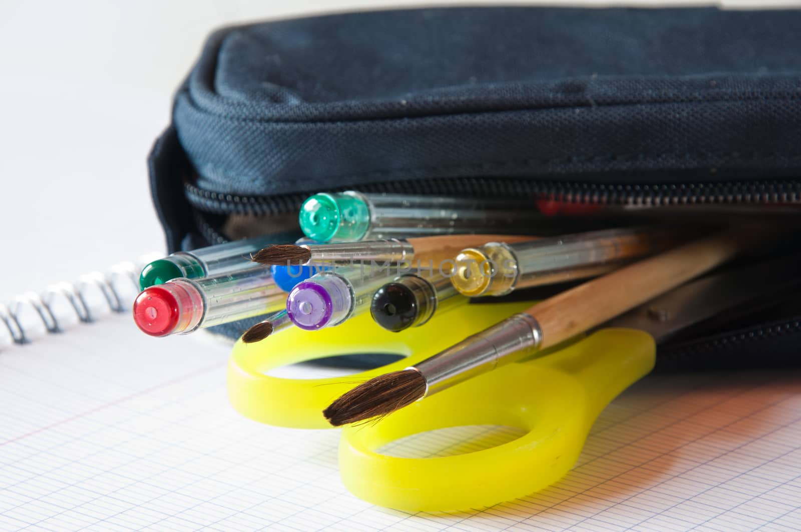 school supplies - pencils et scissors on notebook