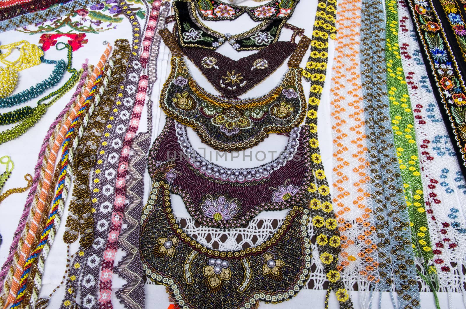 Traditional souvenir shop: neck accesories for sale.