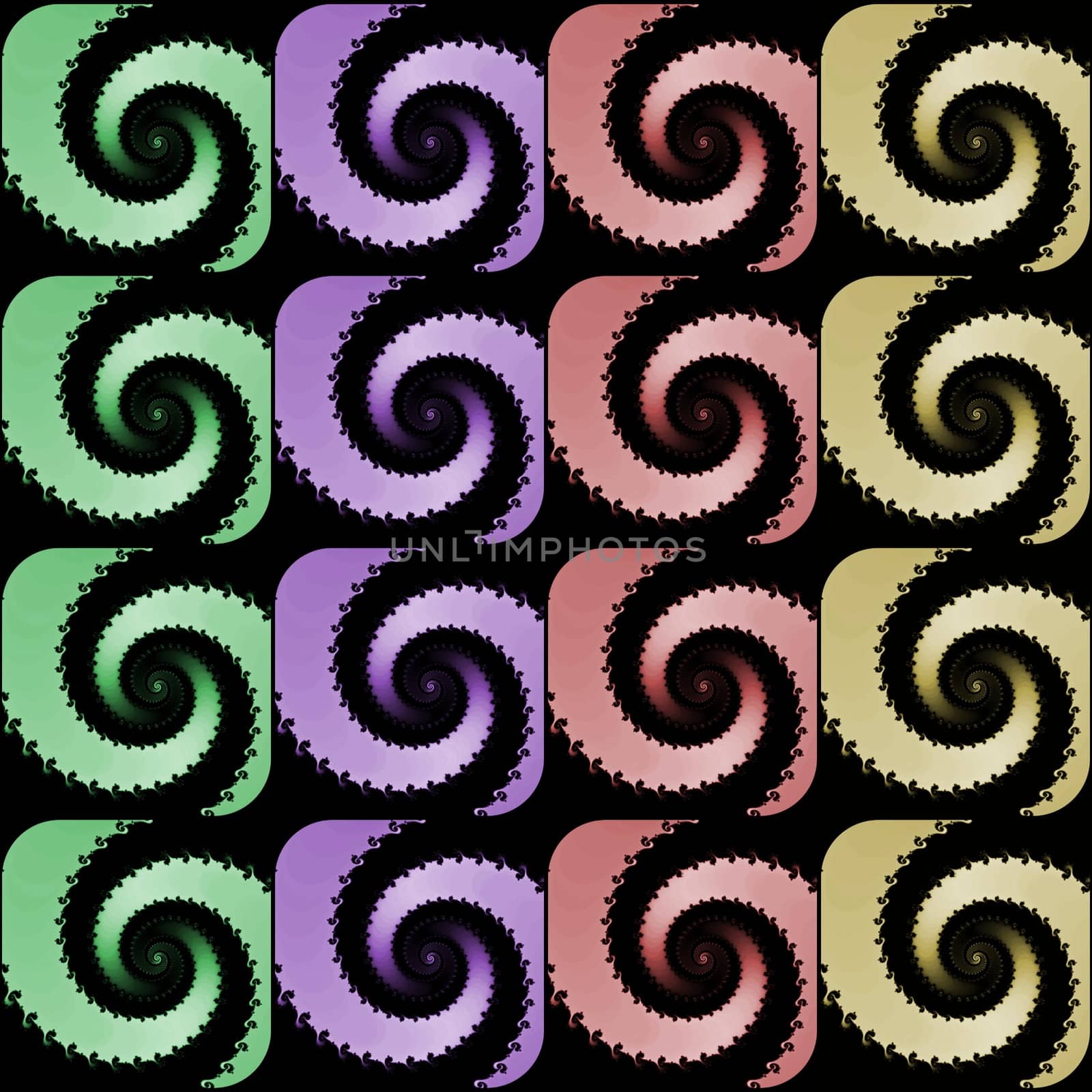 Digital computer graphic - seamless fractal ornament with spirals for design.