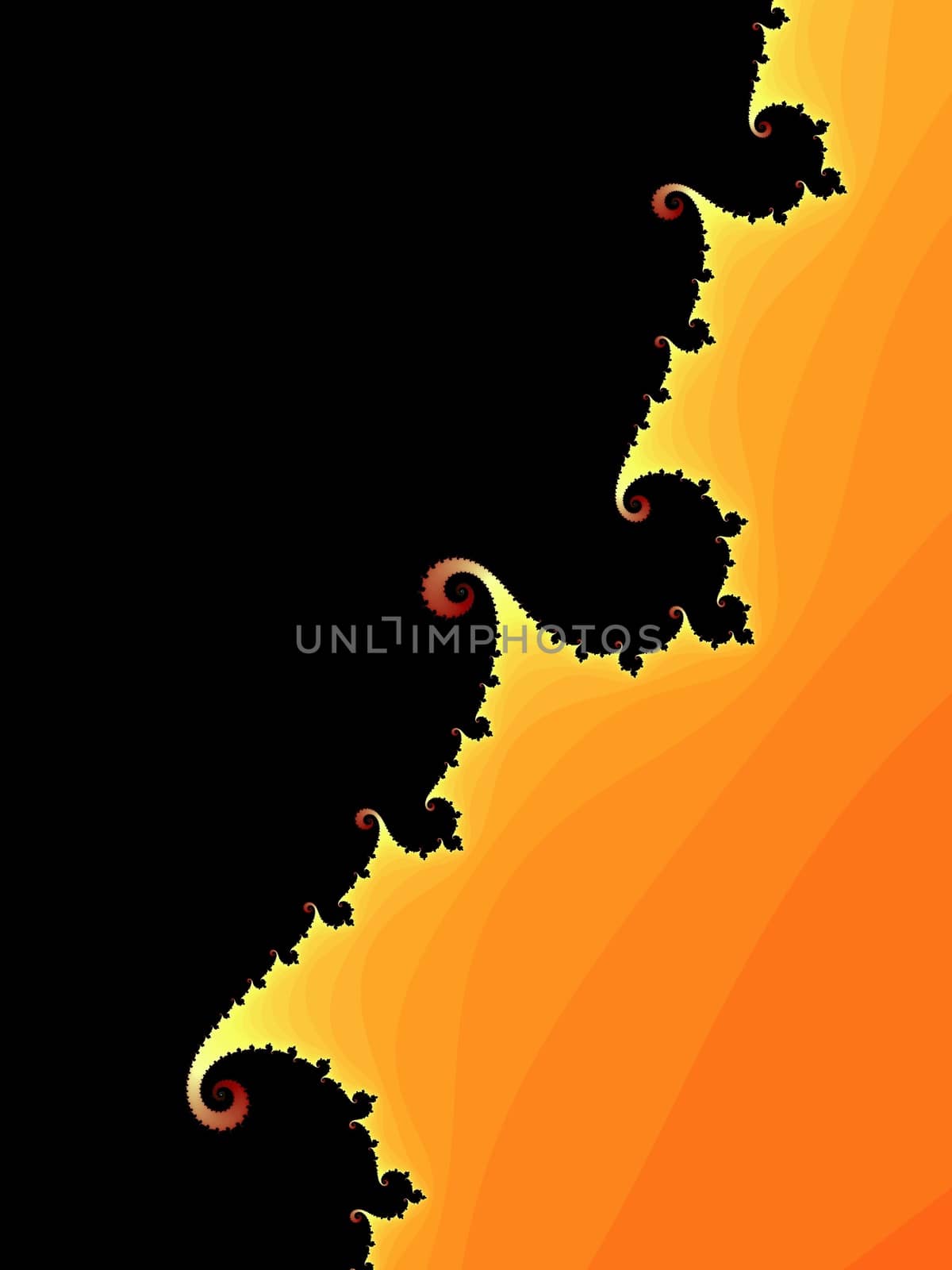 Description:	
Digital computer graphic - rendering. Patterned fractal spiral in a dark colors for design.