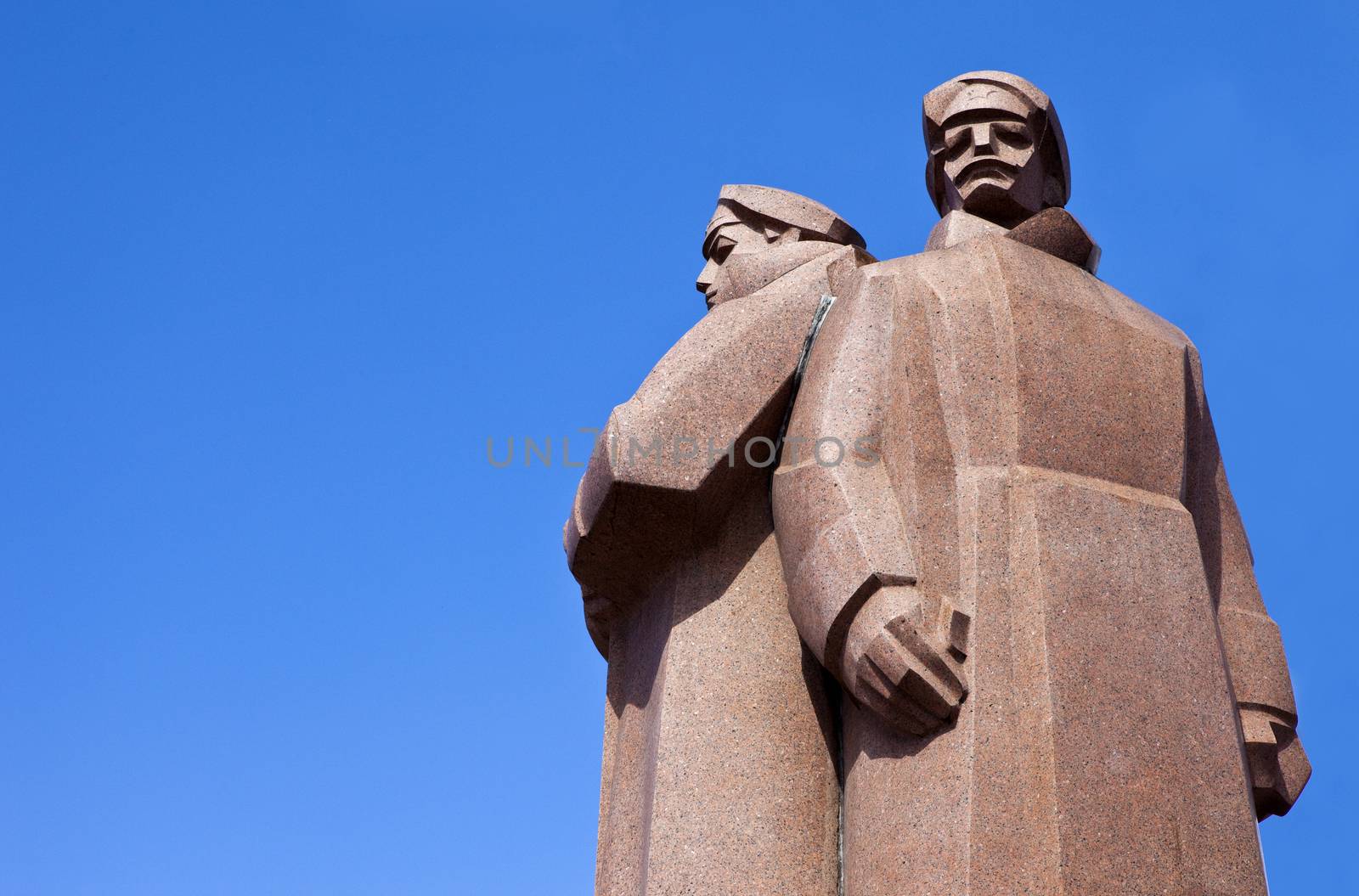 The impressive Latvian Riflemen monument in Riga, Latvia.