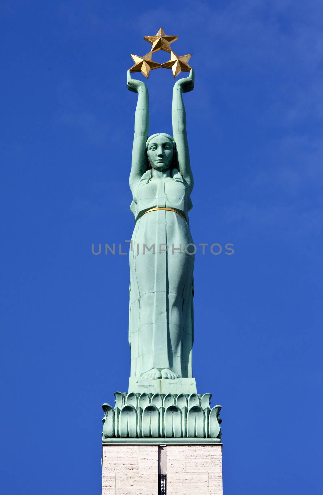 The Freedom Monument in Riga, Latvia.  The memorial honours the soldiers killed during the Latvian War of Independence in 1918-1920.