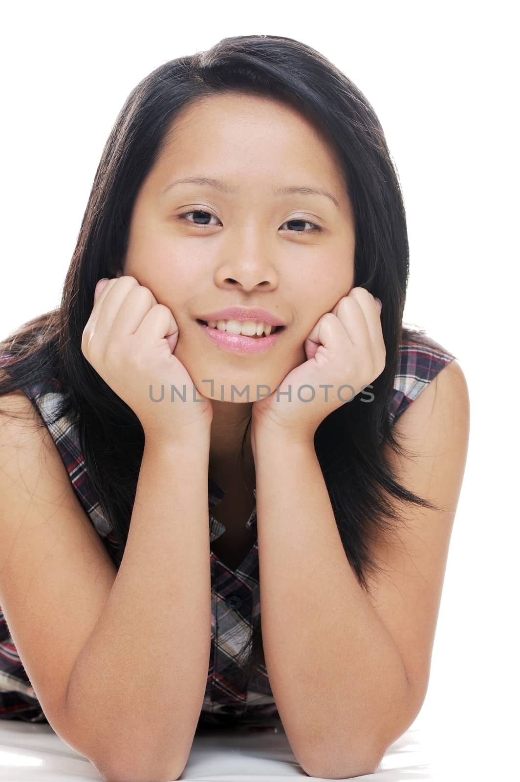 Asian woman looking happy confident