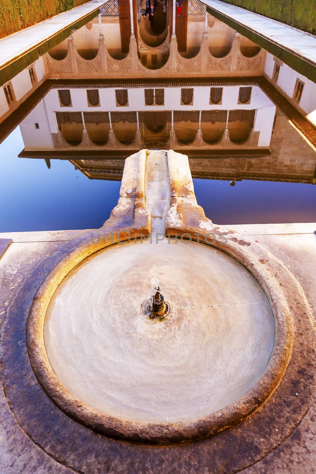 Alhambra Courtyard Myrtles Pool Reflection Granada Andalusia Spain by bill_perry