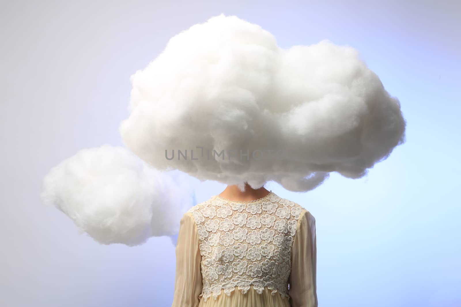 Serene Girl with Her Head in the Clouds