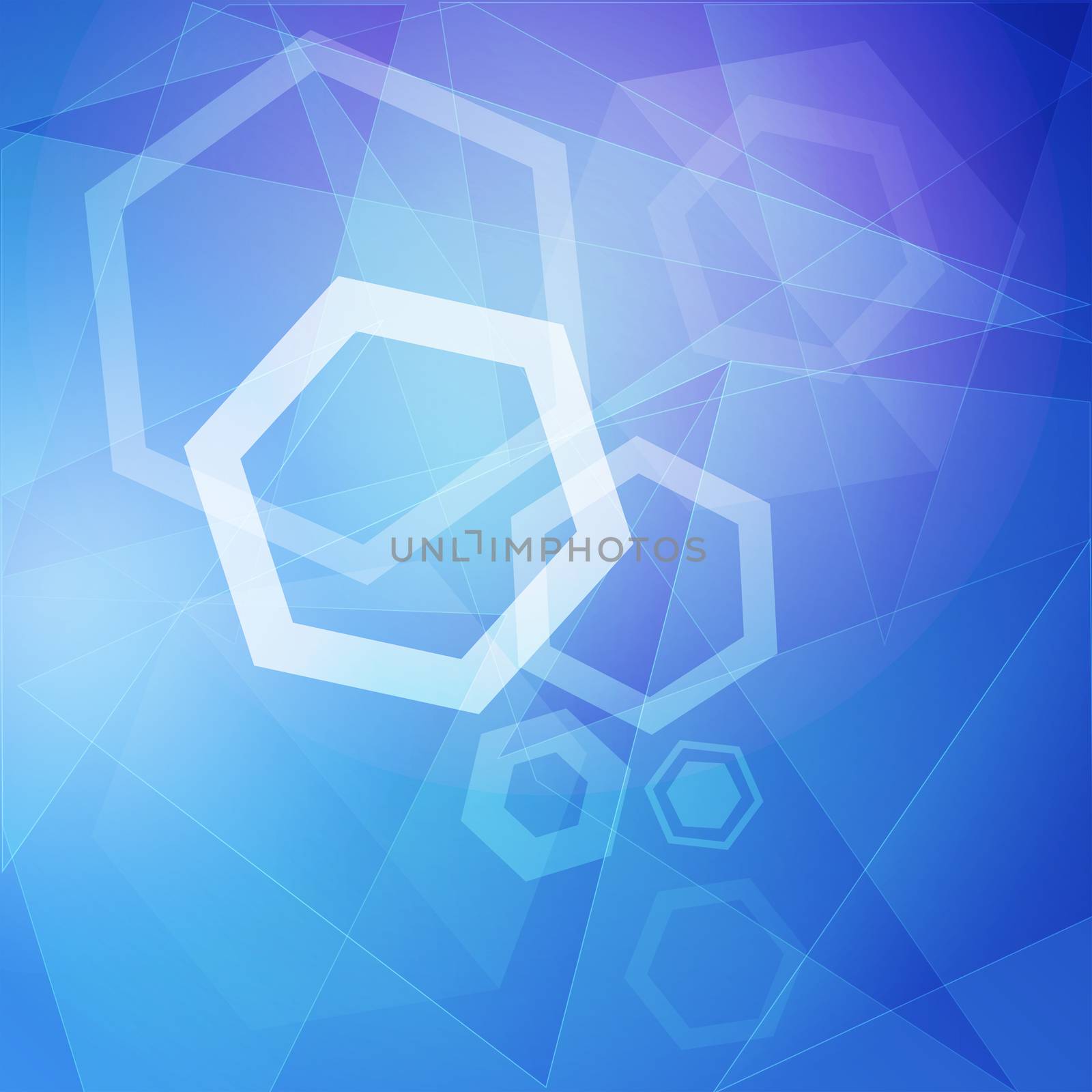 abstract blue background with white hexagons and lines by marinini