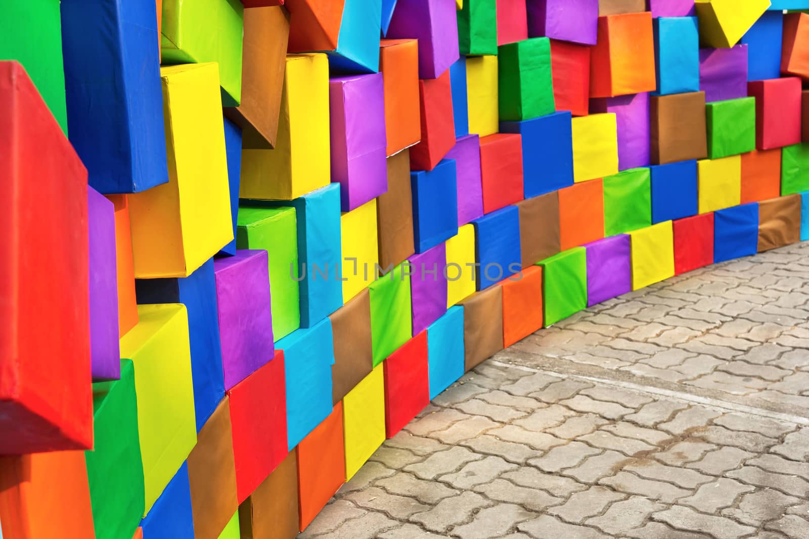 Colorful box placed on the floor