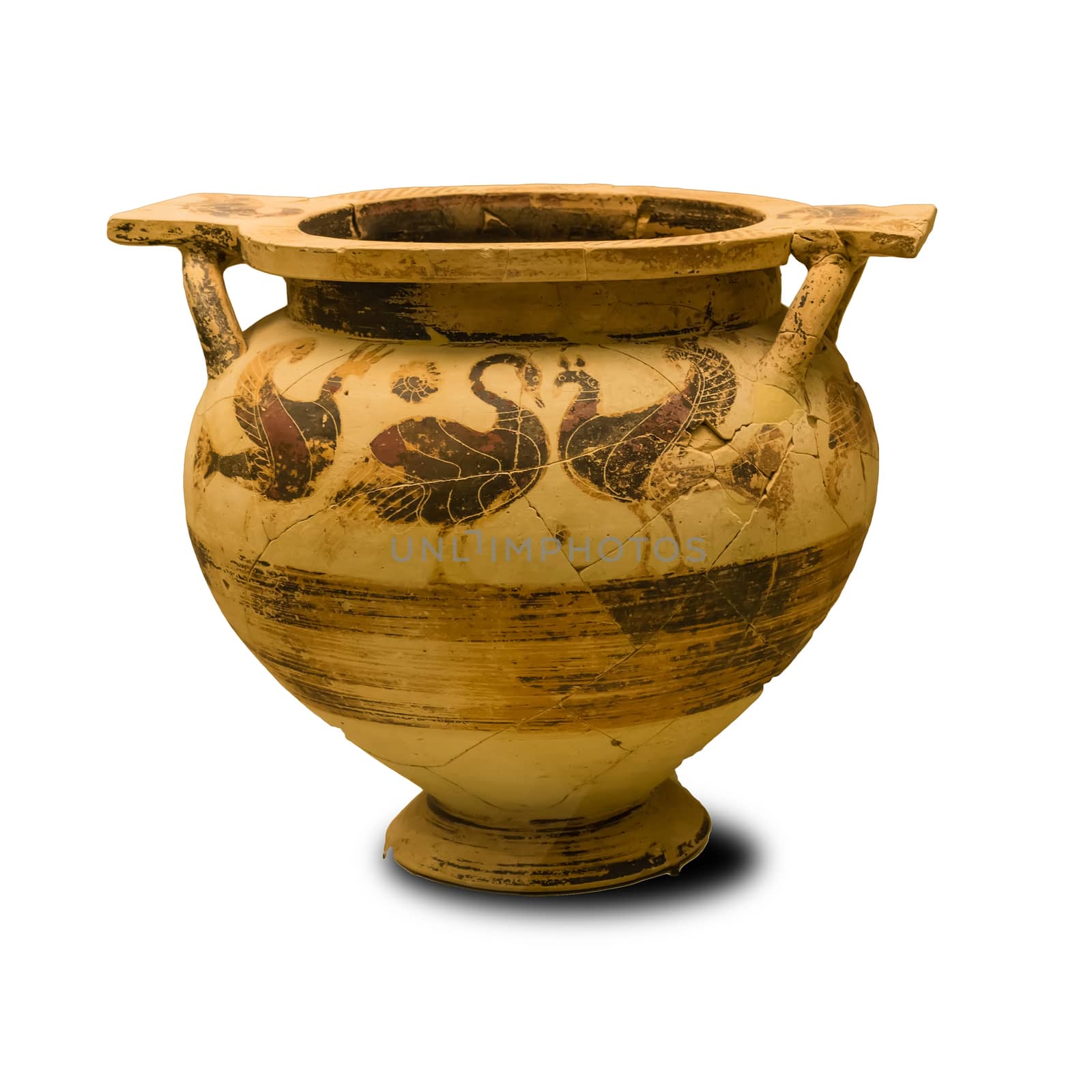Ancient Greek vase isolated on white background