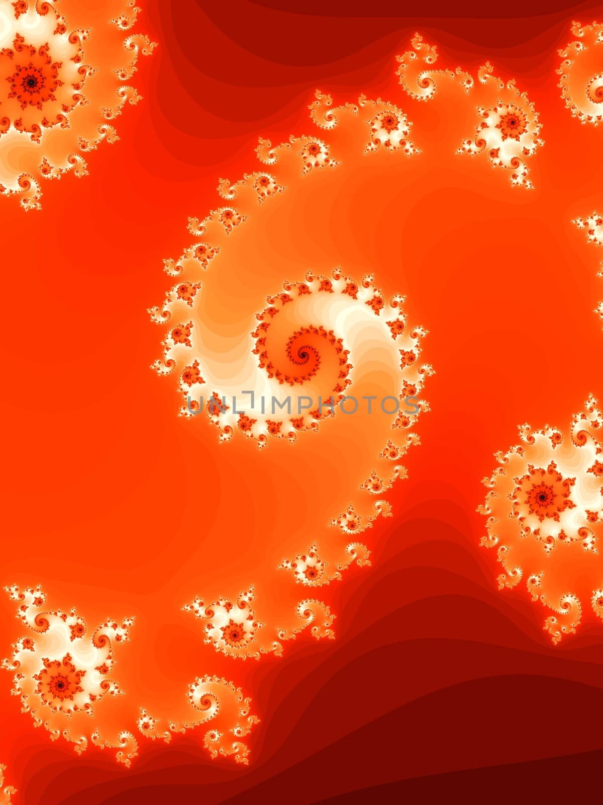 Digital computer graphic - rendering. Patterned fractal spiral for design.