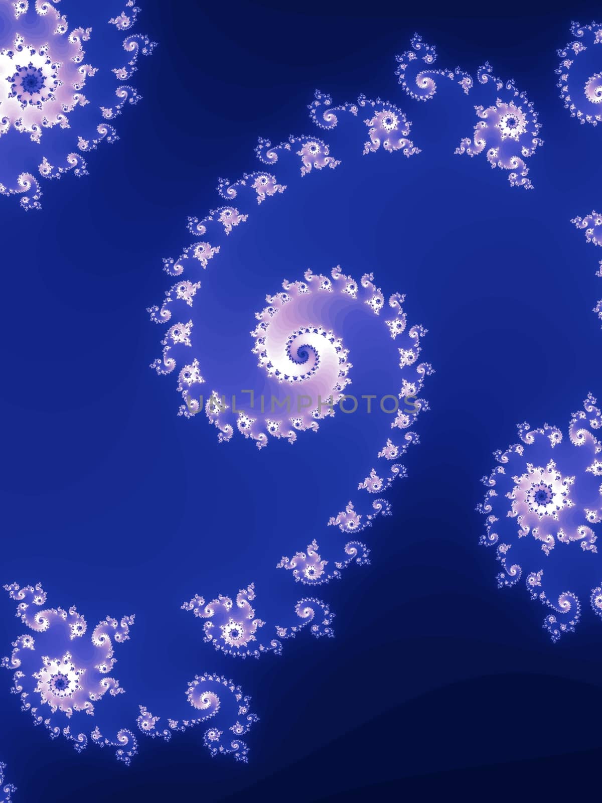 Digital computer graphic - rendering. Patterned fractal spiral for design.