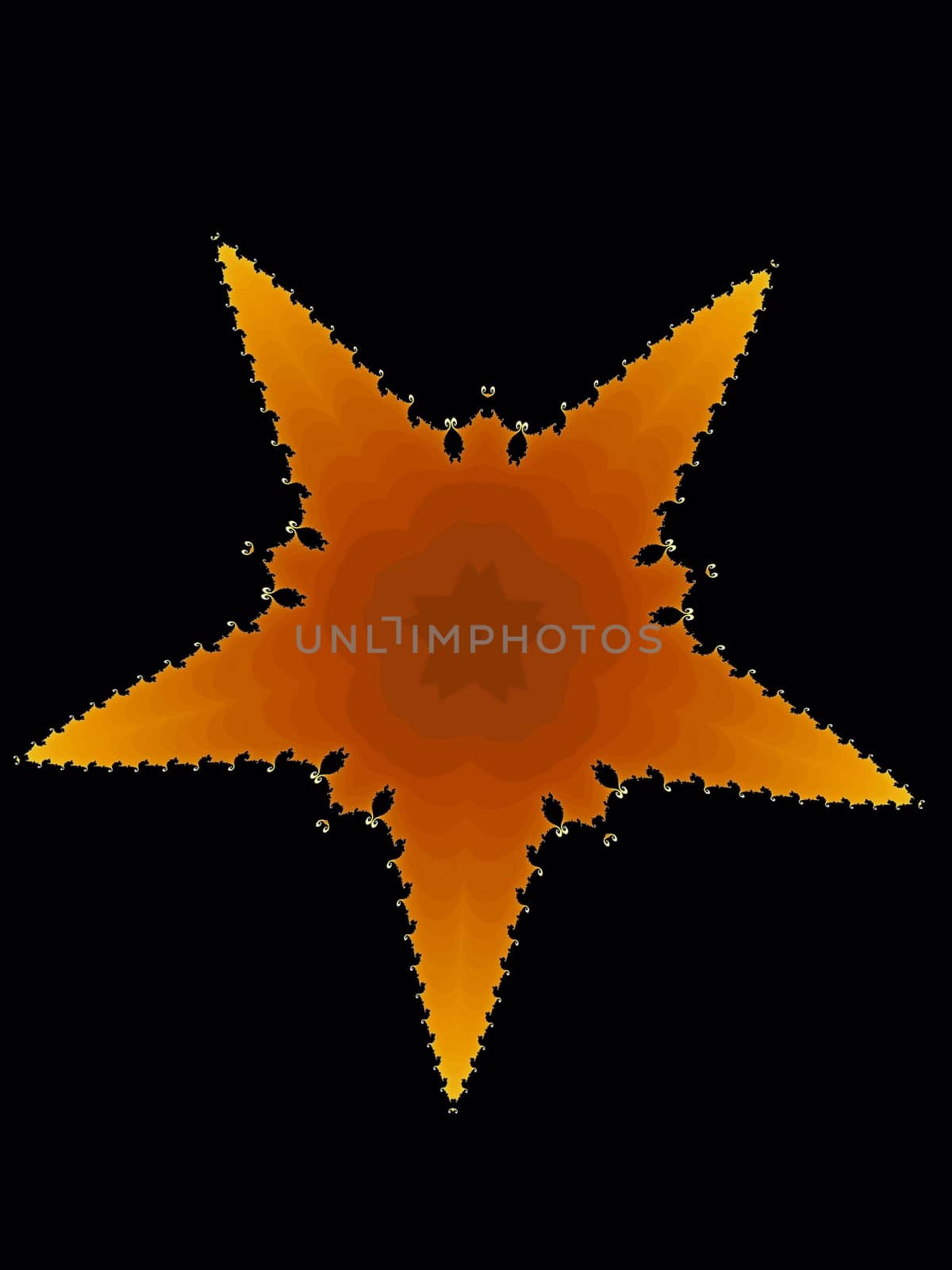 Digital computer graphic - patterned fractal star for design.