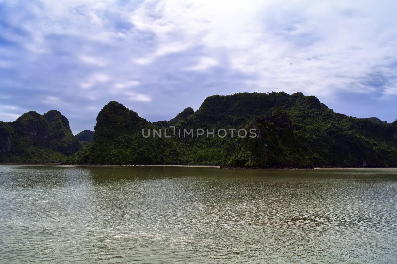 Rocks of Ha Long Bay, Vietnam. View from Ship.