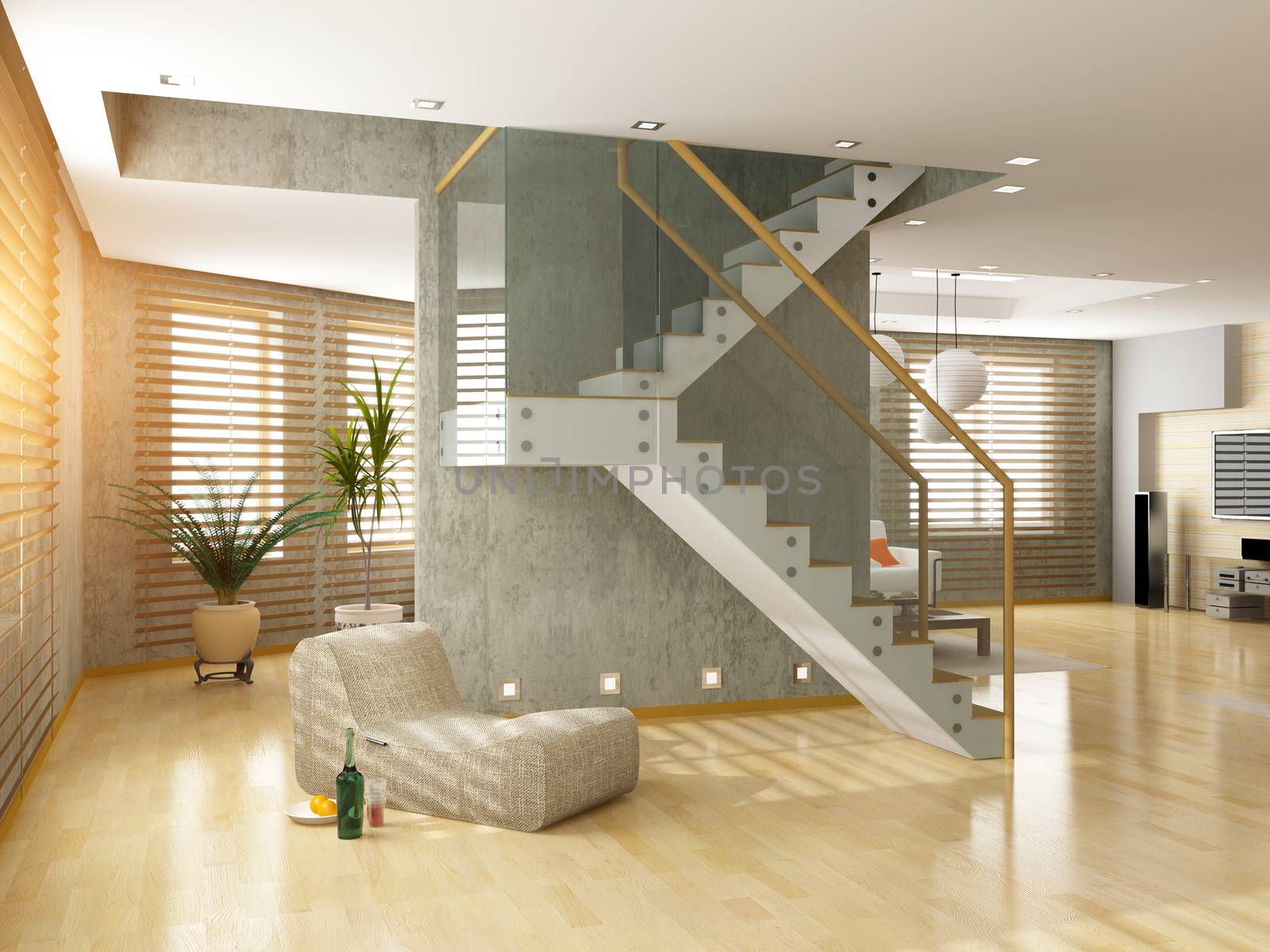 modern loft  interior  design (3d concept)