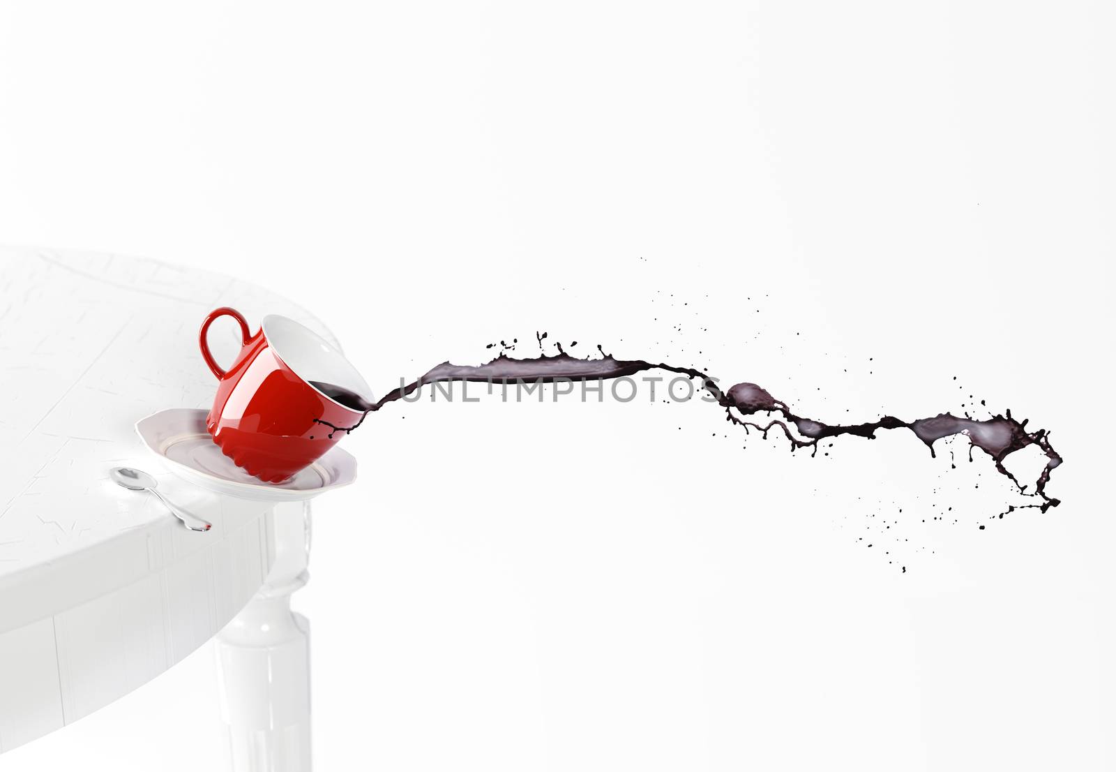 falling cup of coffee. 3d concept