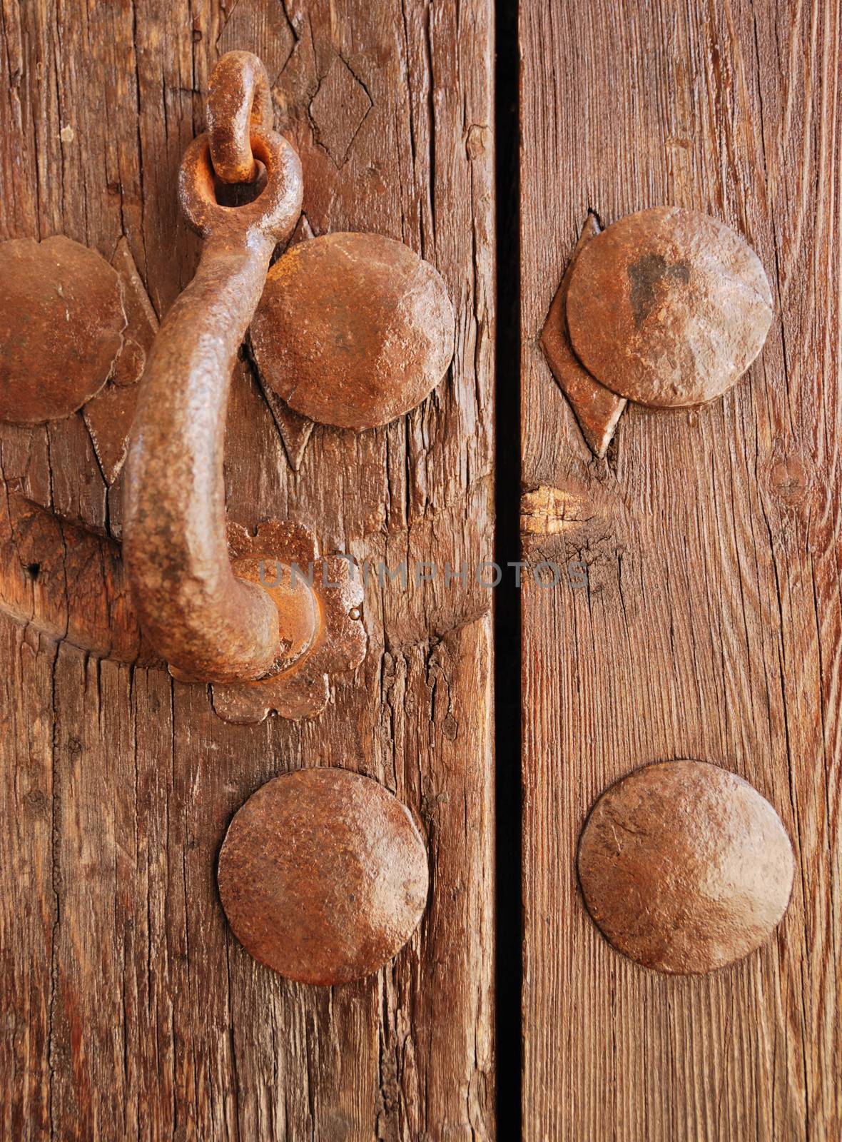 Wooden door located in Monastery La Cartuja in Seville, Spain.